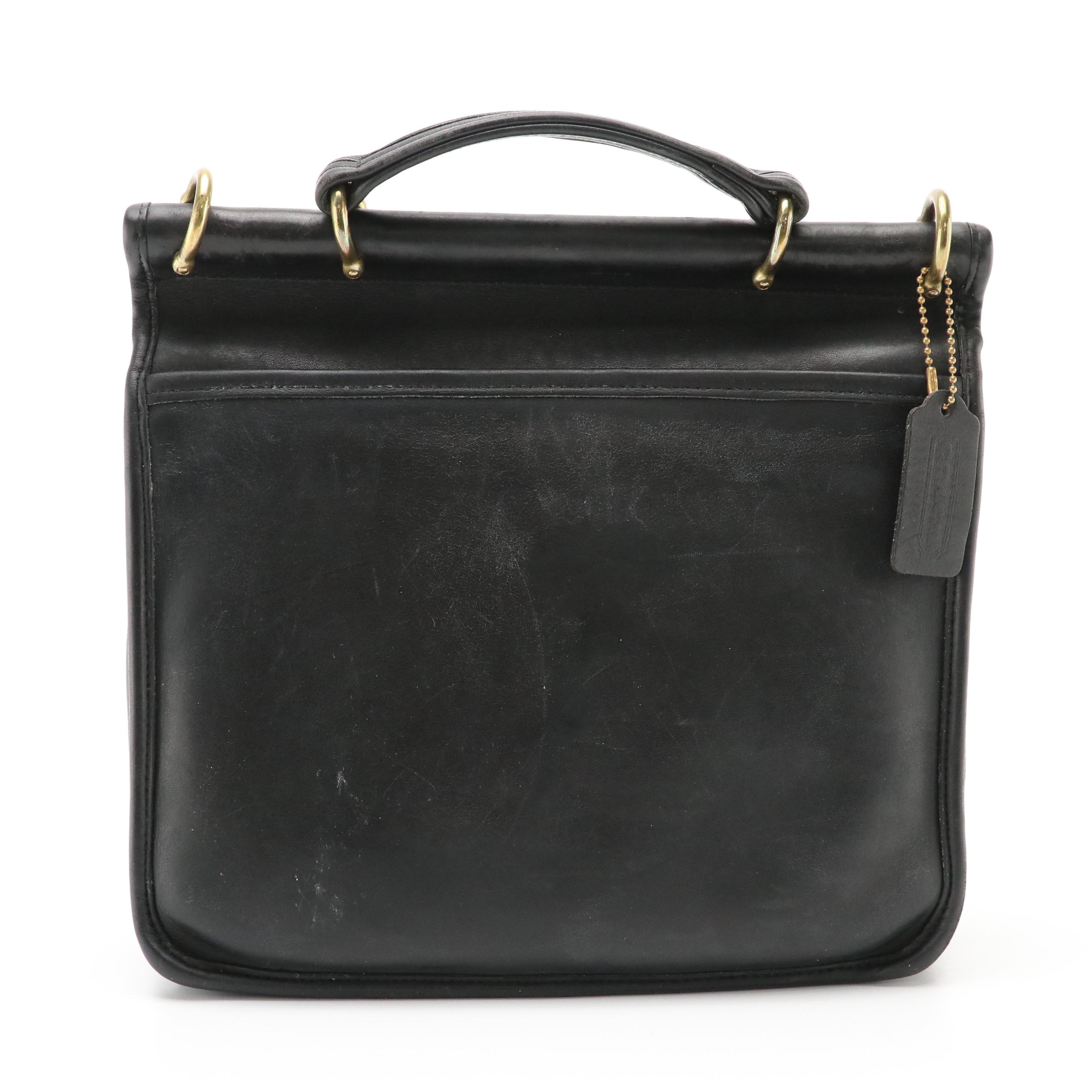 Coach Vintage Willis Two-Way Crossbody Bag in Black Glove-Tanned Leather