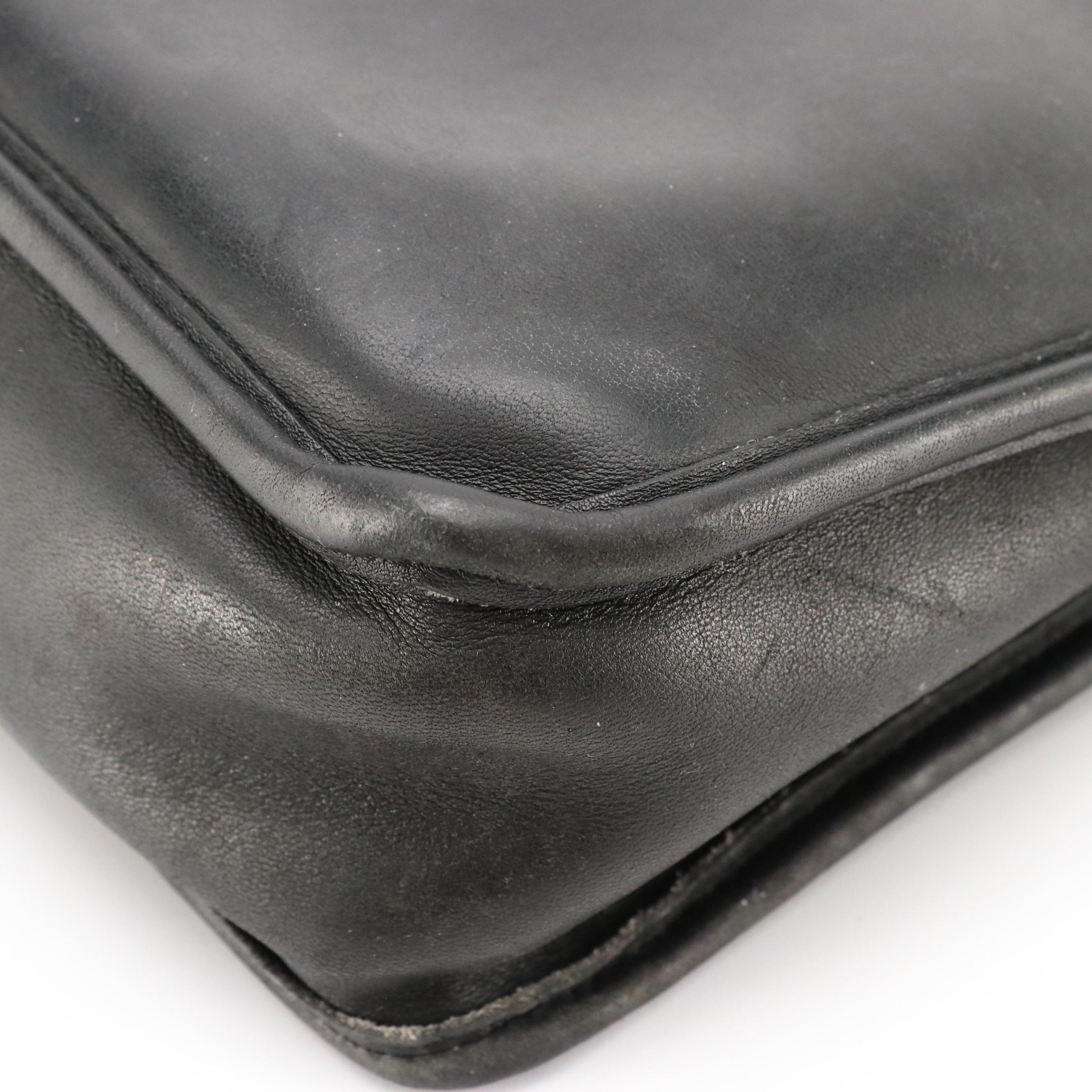 Coach Vintage Willis Two-Way Crossbody Bag in Black Glove-Tanned Leather