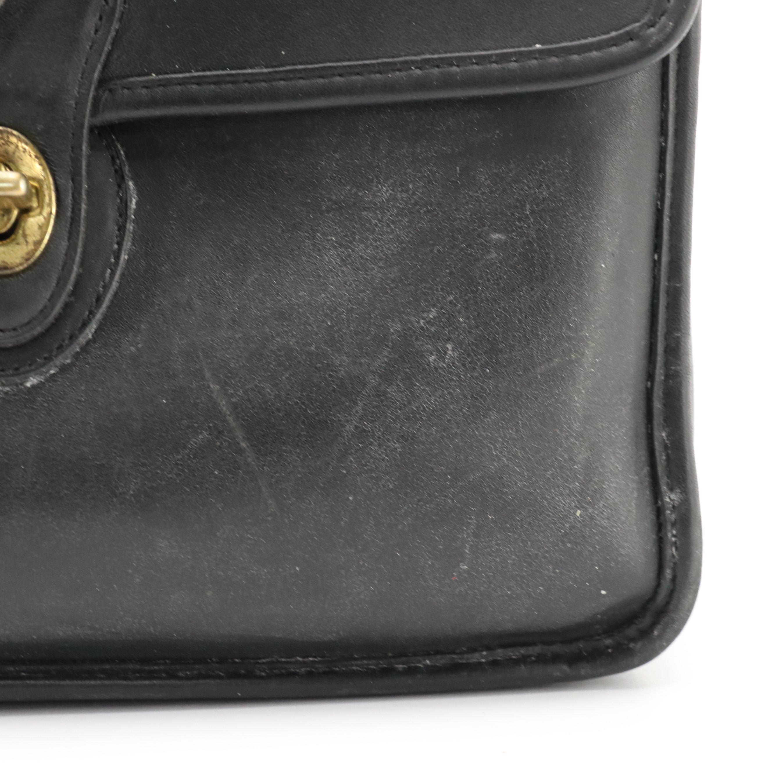 Coach Vintage Willis Two-Way Crossbody Bag in Black Glove-Tanned Leather