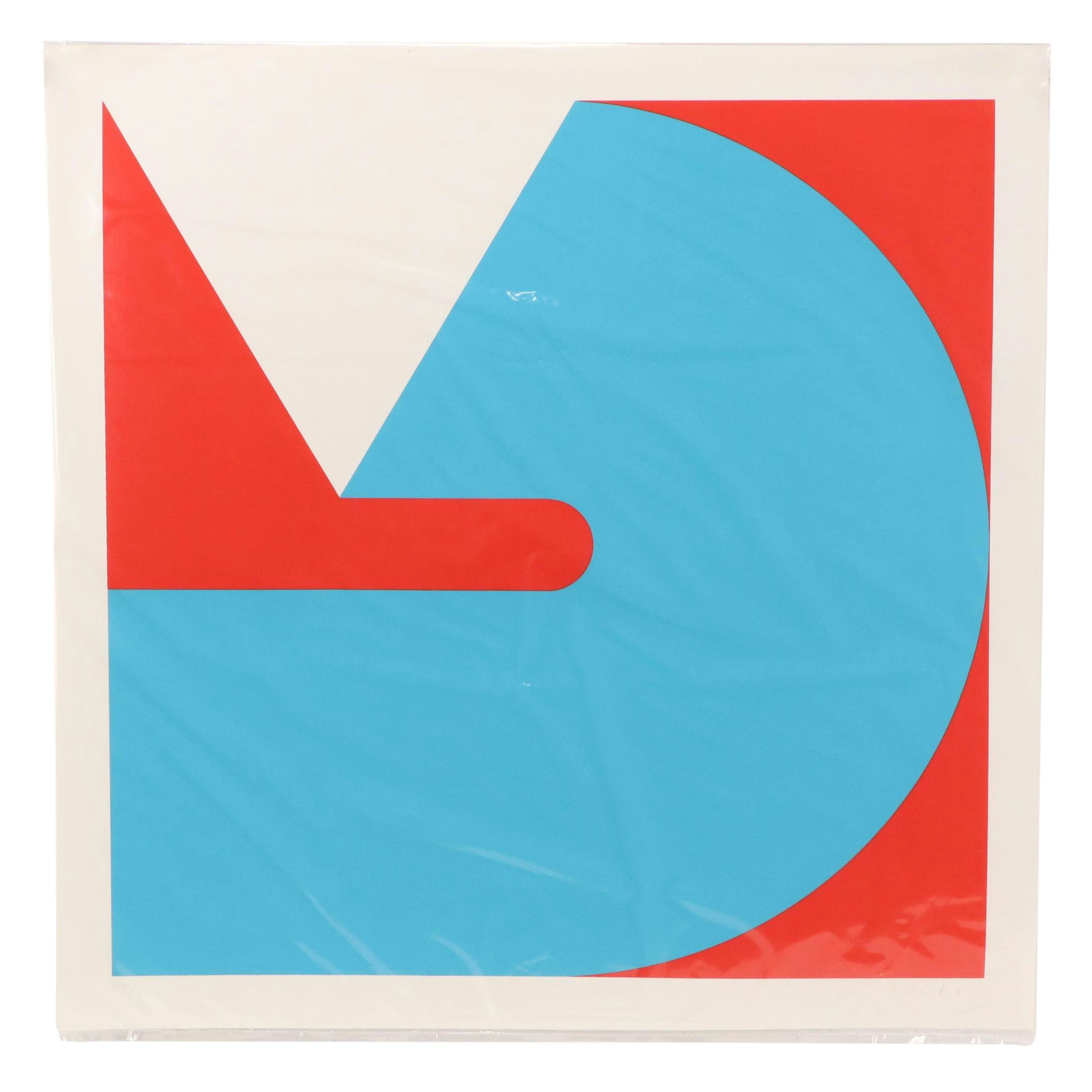 Kyohei Inukai Op Art Serigraph in Red and Blue, Circa 1970