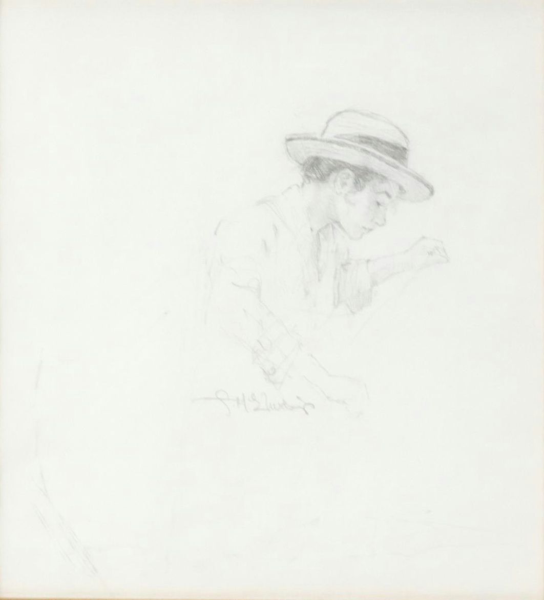 Graphite Drawing of Figure in Hat