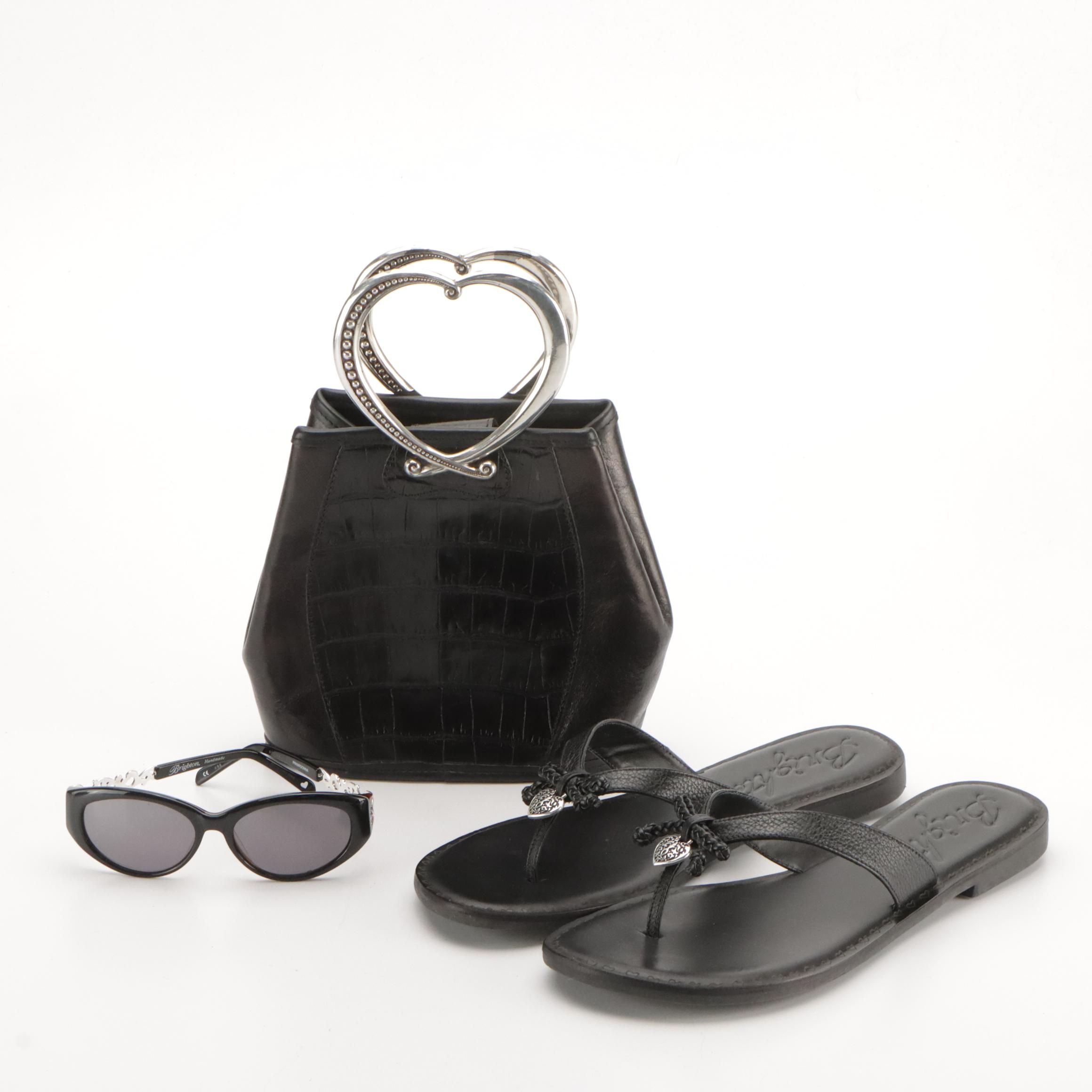Brighton Embossed Leather Heart Handle Handbag, Aurora Flip-Flops and Sunglasses