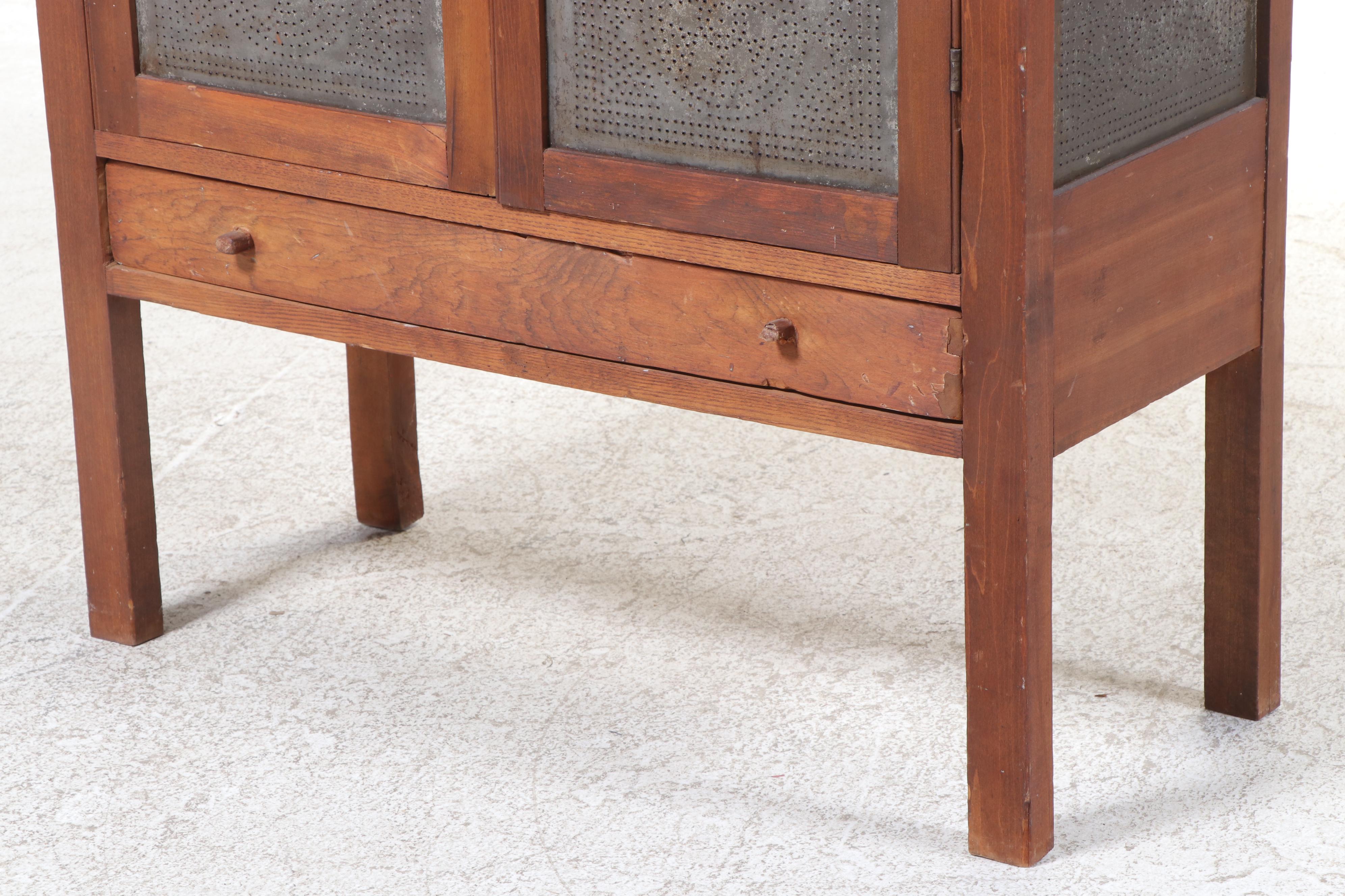 Primitive Mixed Wood and Punched Tin Pie Safe, Late 19th/Early 20th Century