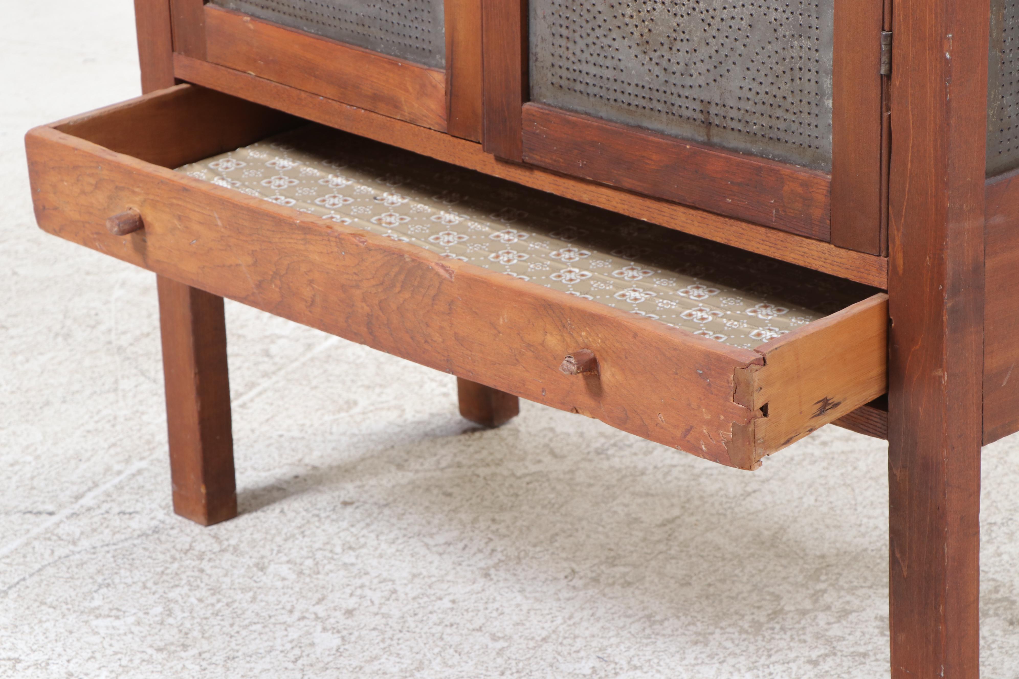 Primitive Mixed Wood and Punched Tin Pie Safe, Late 19th/Early 20th Century