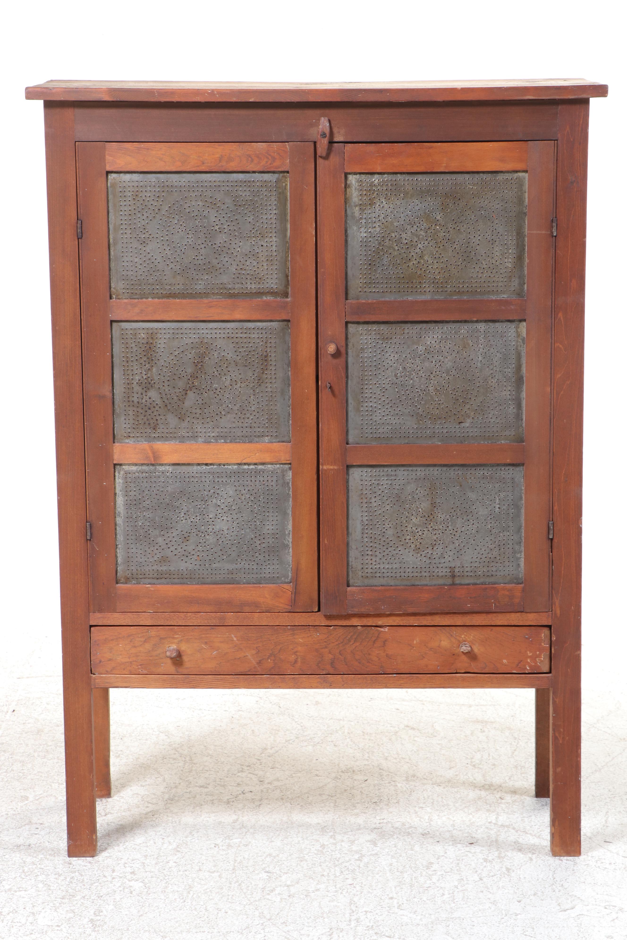 Primitive Mixed Wood and Punched Tin Pie Safe, Late 19th/Early 20th Century