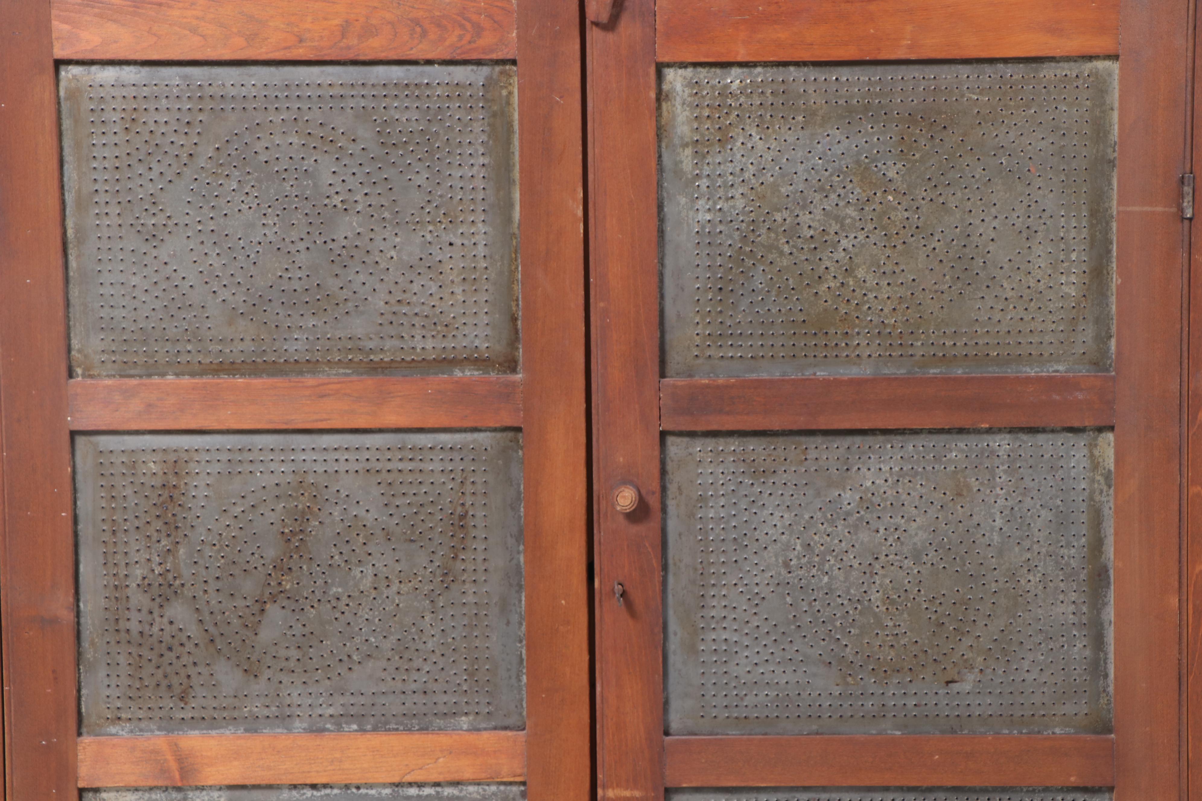 Primitive Mixed Wood and Punched Tin Pie Safe, Late 19th/Early 20th Century