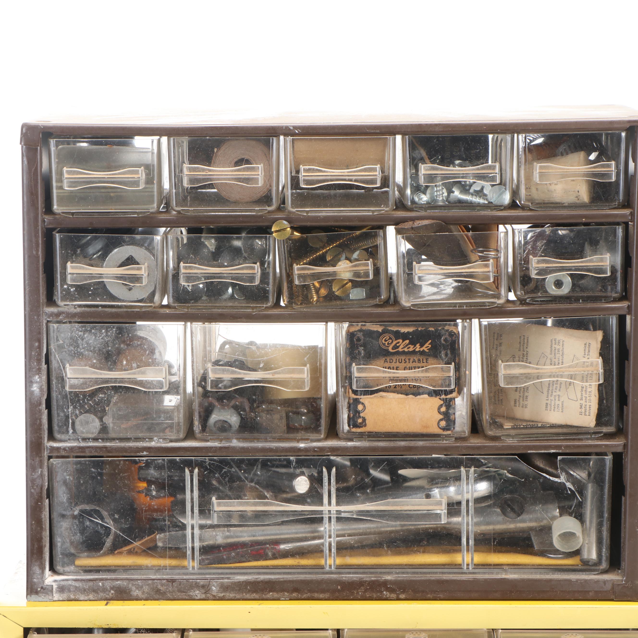 Hardware Storage Organizers with Screws, Bolts, Drill Bits and More