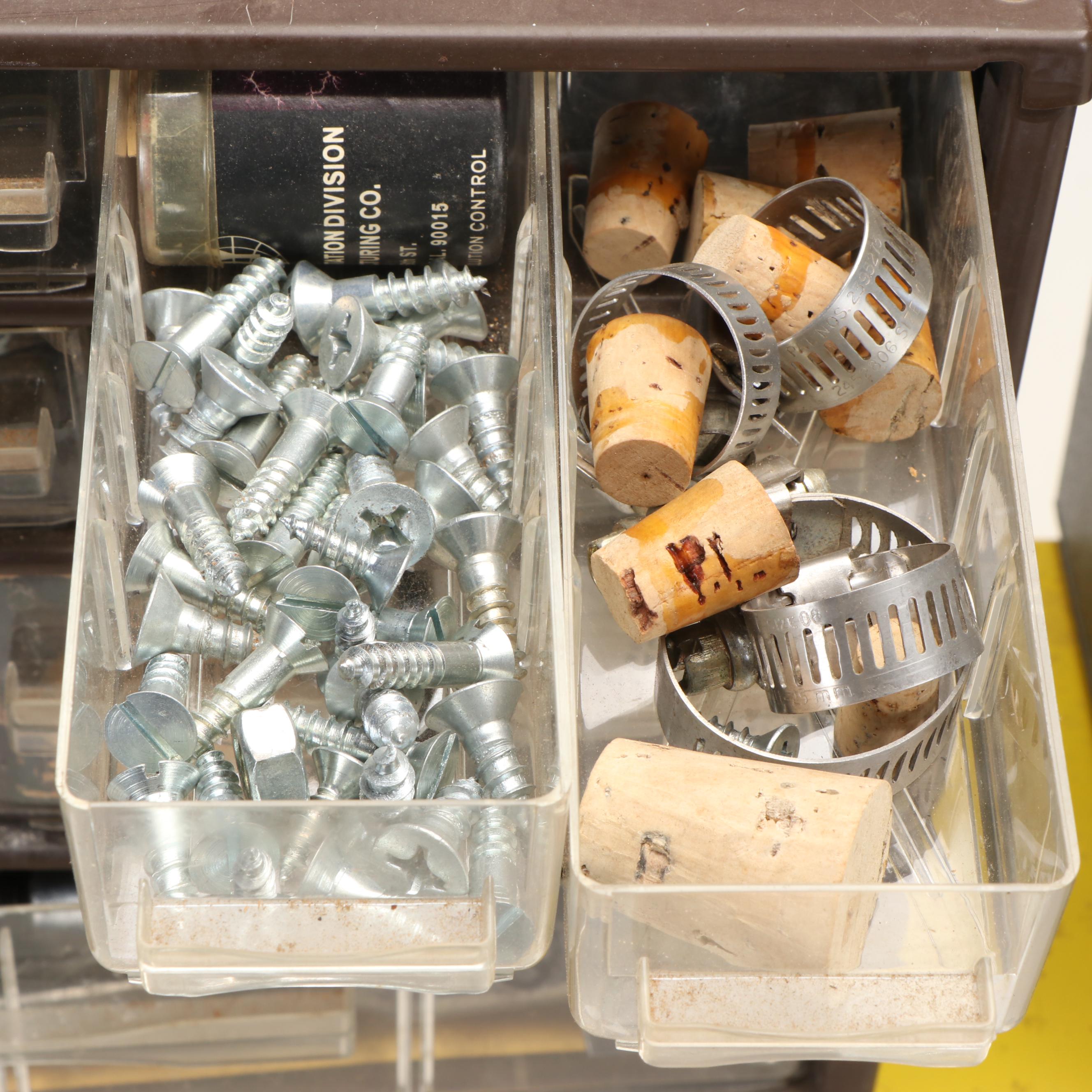 Hardware Storage Organizers with Screws, Bolts, Drill Bits and More