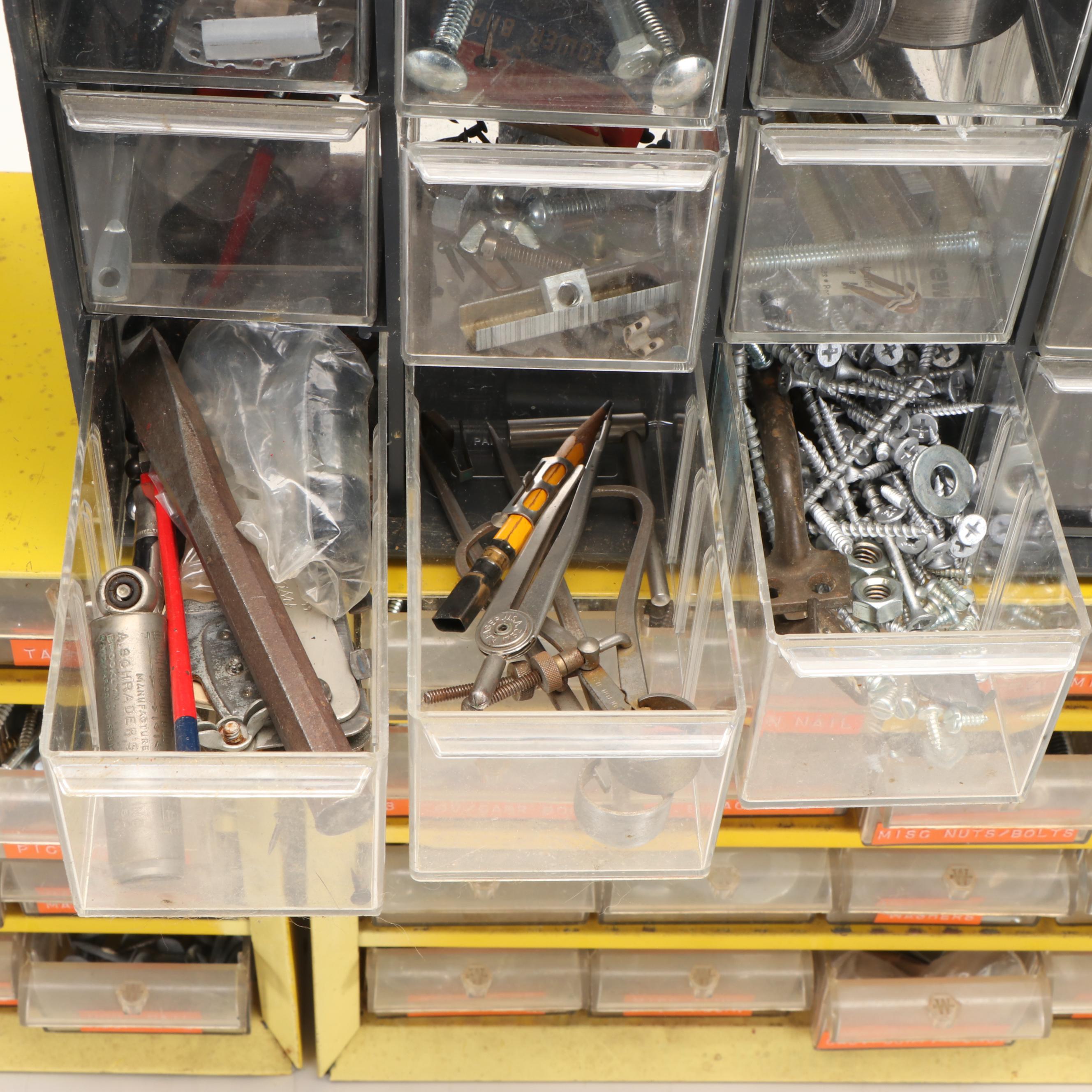 Hardware Storage Organizers with Screws, Bolts, Drill Bits and More