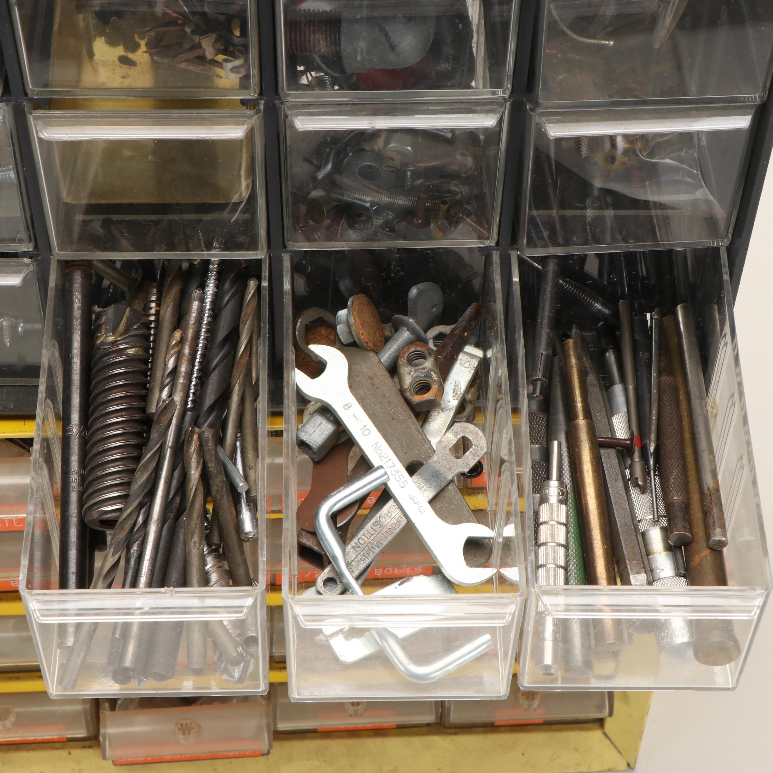 Hardware Storage Organizers with Screws, Bolts, Drill Bits and More