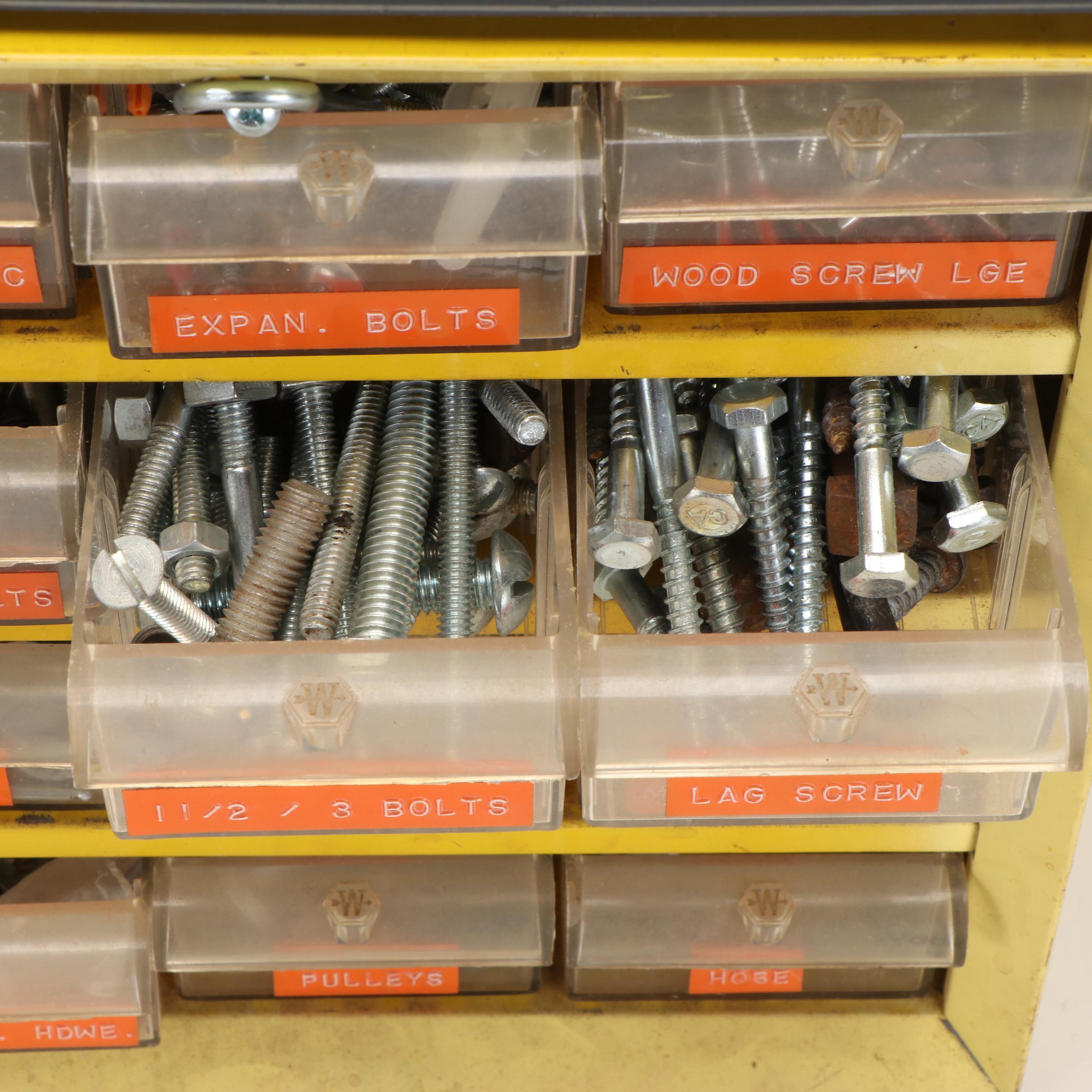 Hardware Storage Organizers with Screws, Bolts, Drill Bits and More