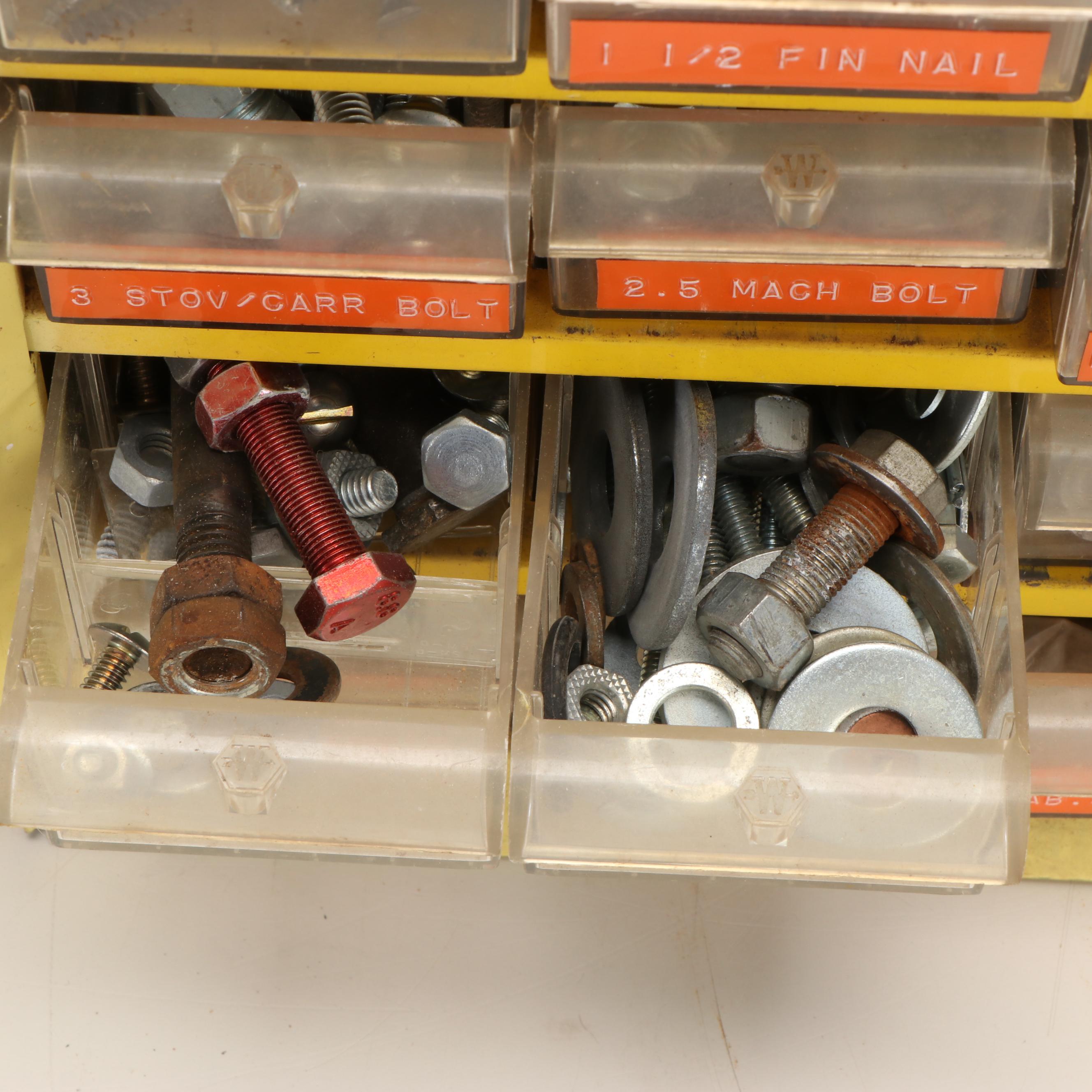 Hardware Storage Organizers with Screws, Bolts, Drill Bits and More