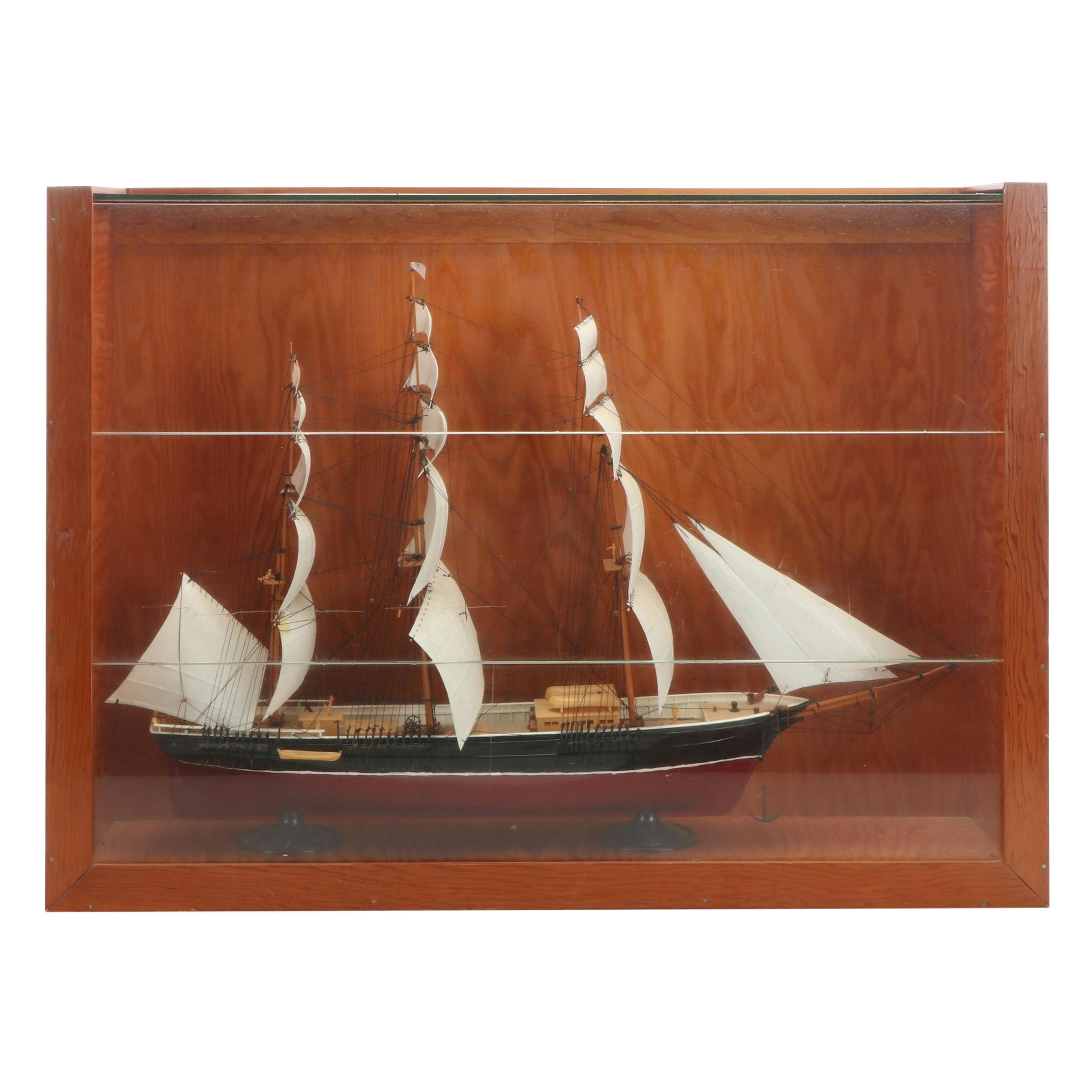 Cutty Sark Model Ship with Glass-Fronted Display