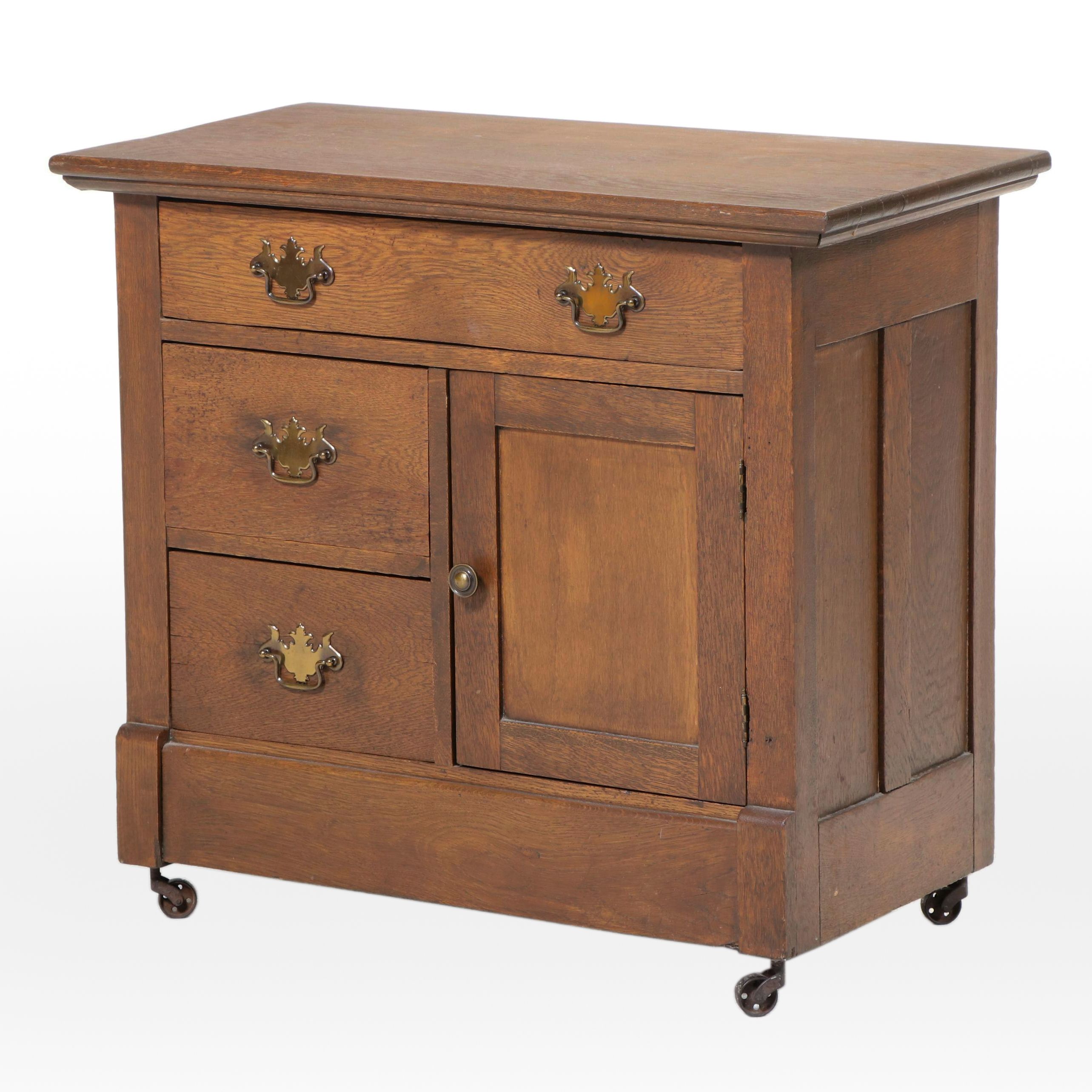 Victorian Oak Washstand, Late 19th Century