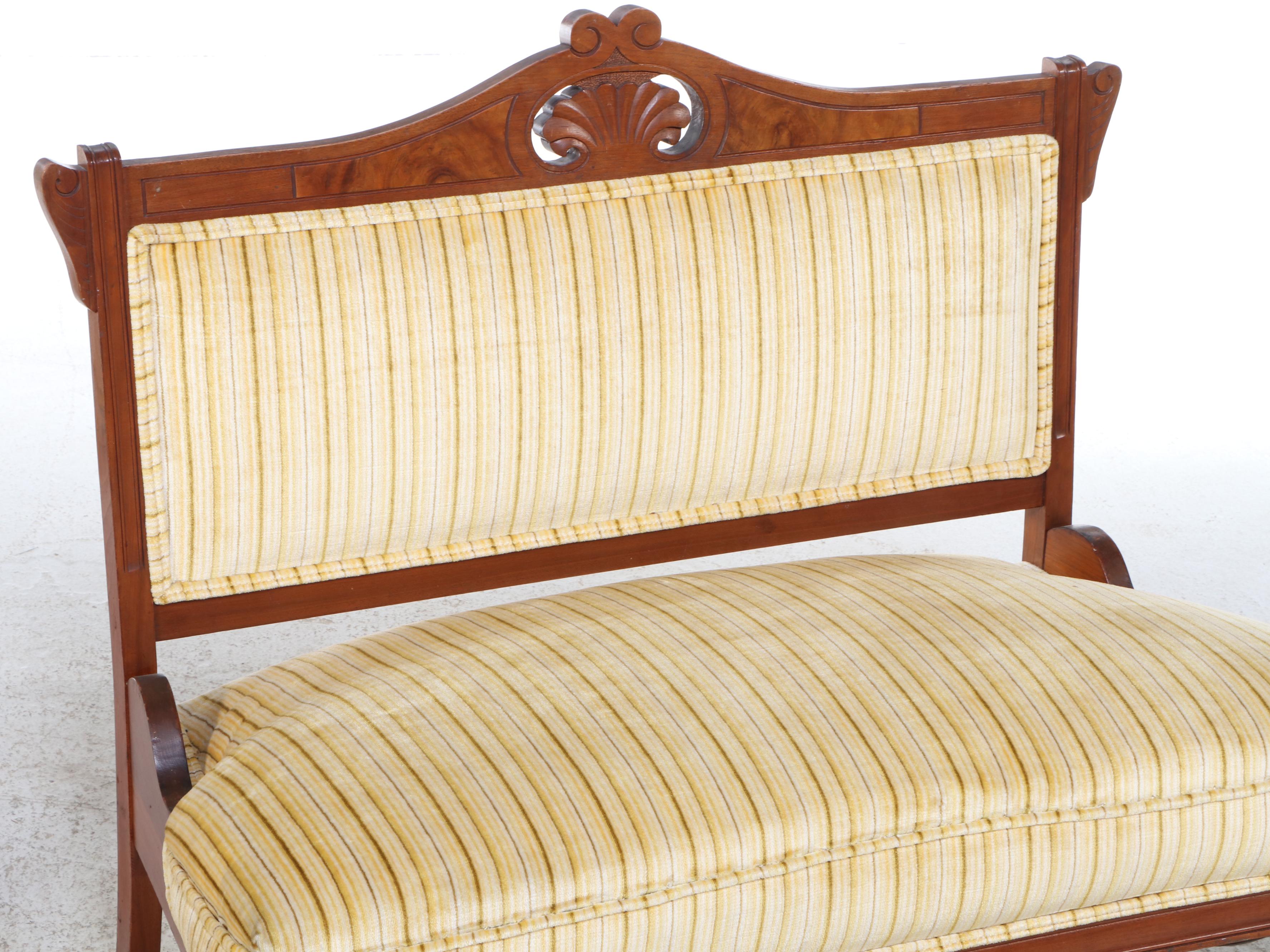 Five-Piece Victorian Walnut and Burl Walnut Parlor Suite, Late 19th Century