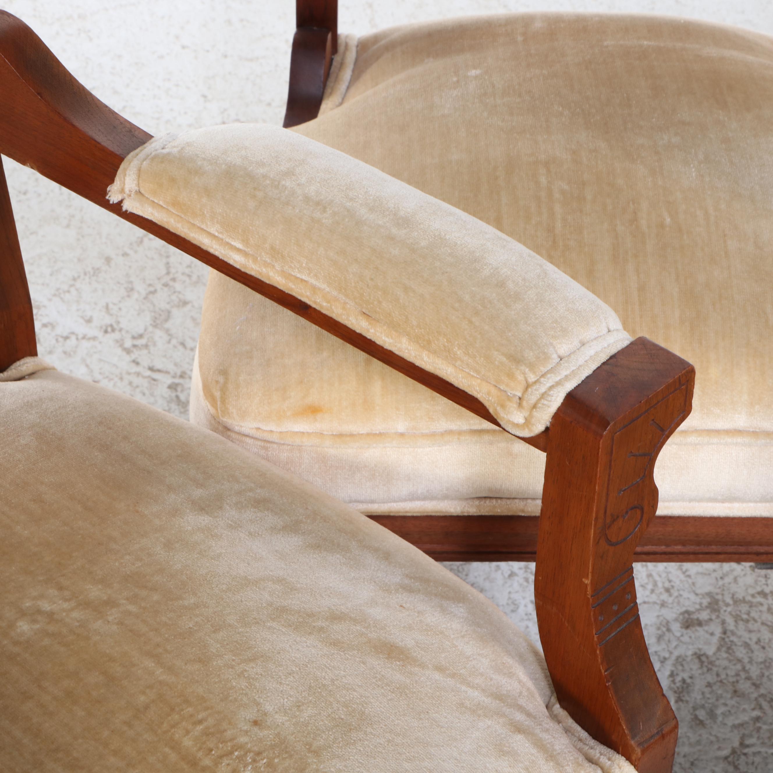 Five-Piece Victorian Walnut and Burl Walnut Parlor Suite, Late 19th Century