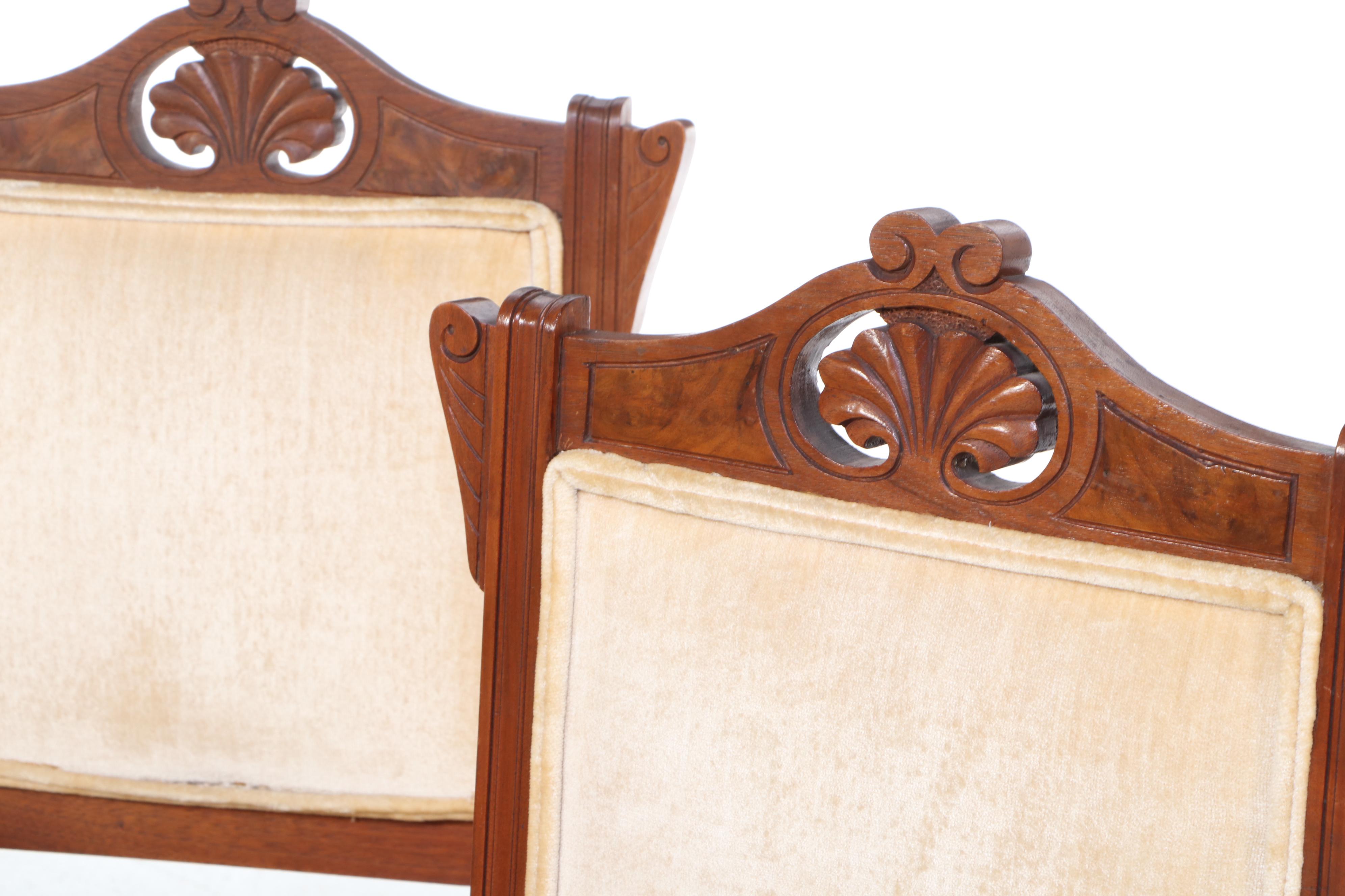 Five-Piece Victorian Walnut and Burl Walnut Parlor Suite, Late 19th Century