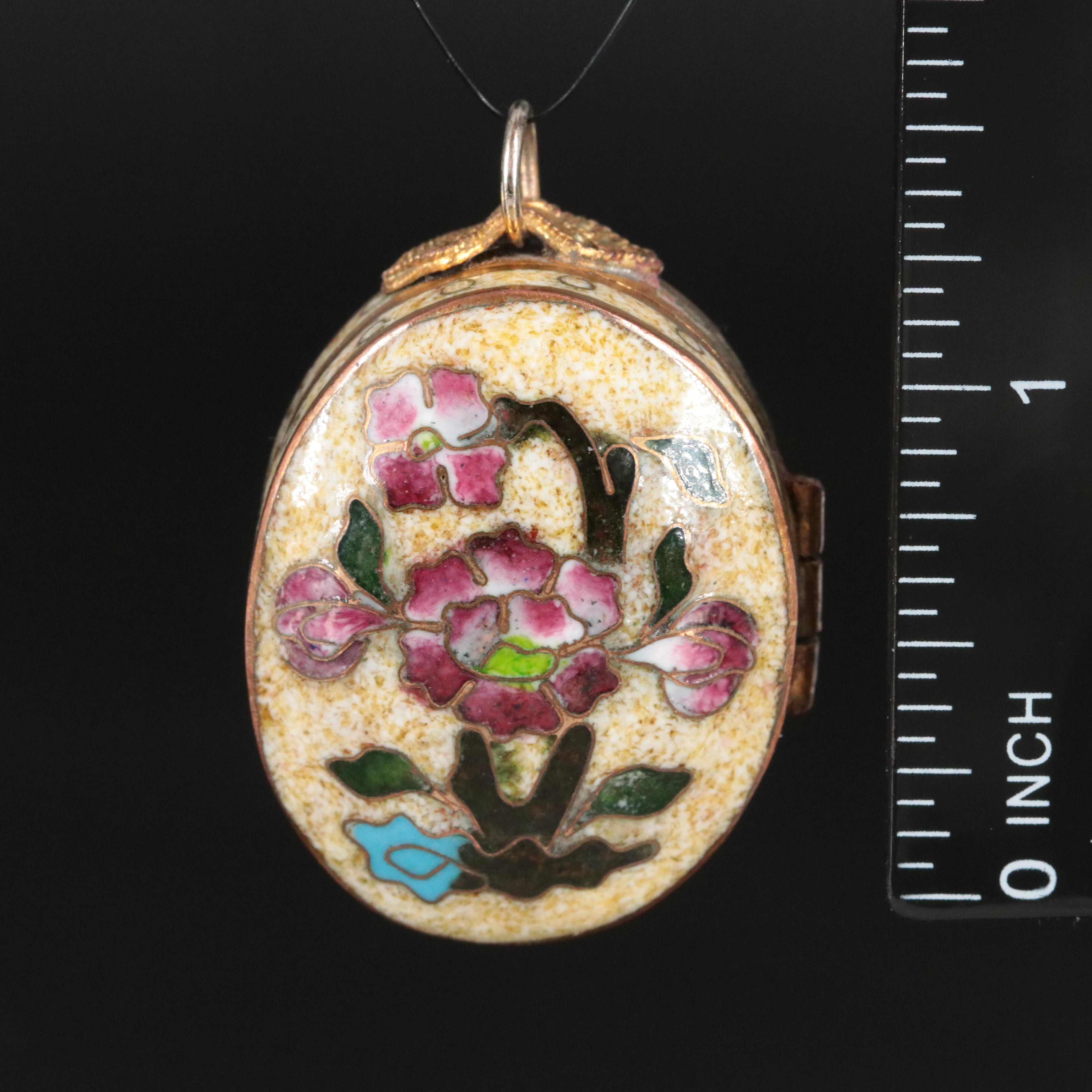 Antique Vitreous and Resin Enamel Pendant Box