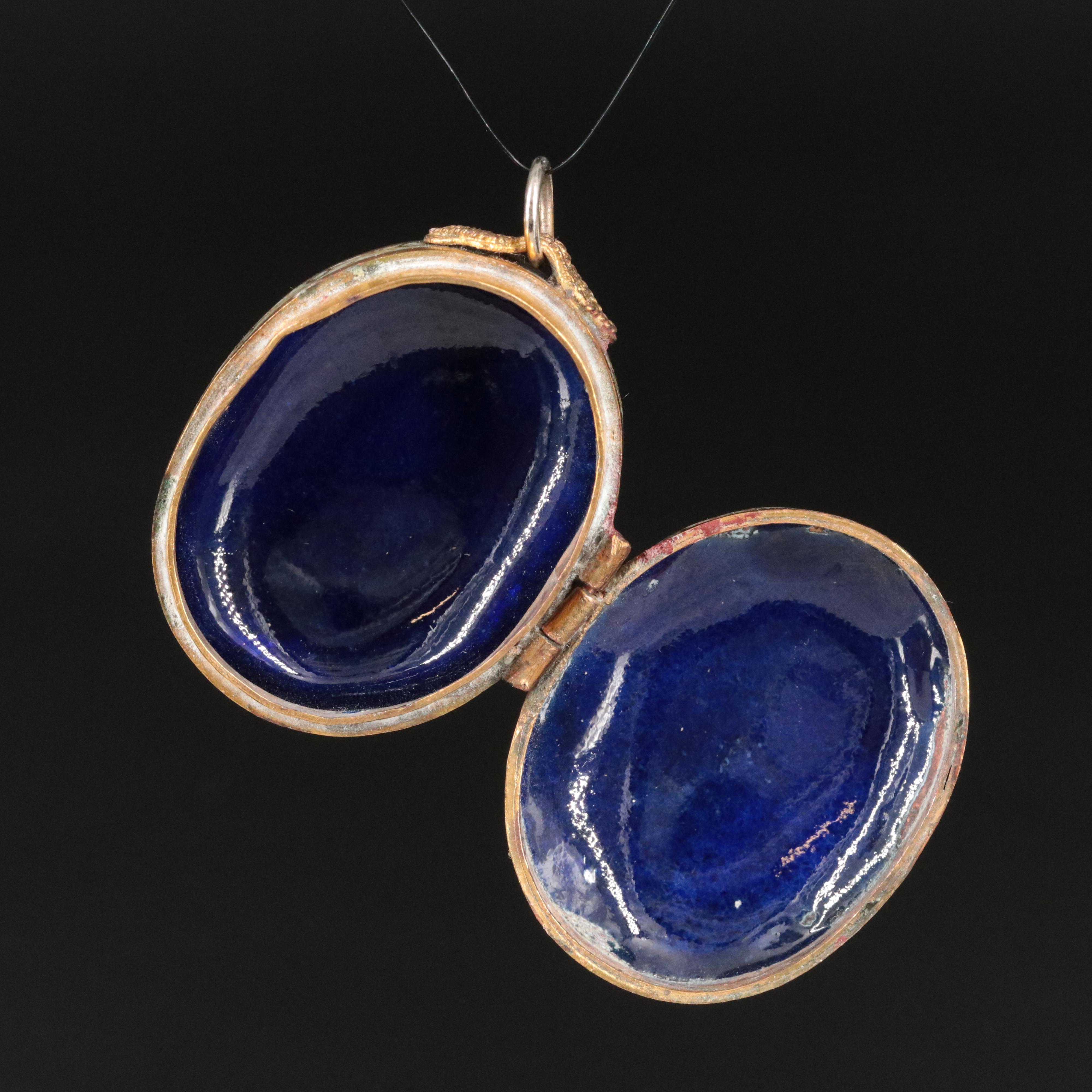 Antique Vitreous and Resin Enamel Pendant Box