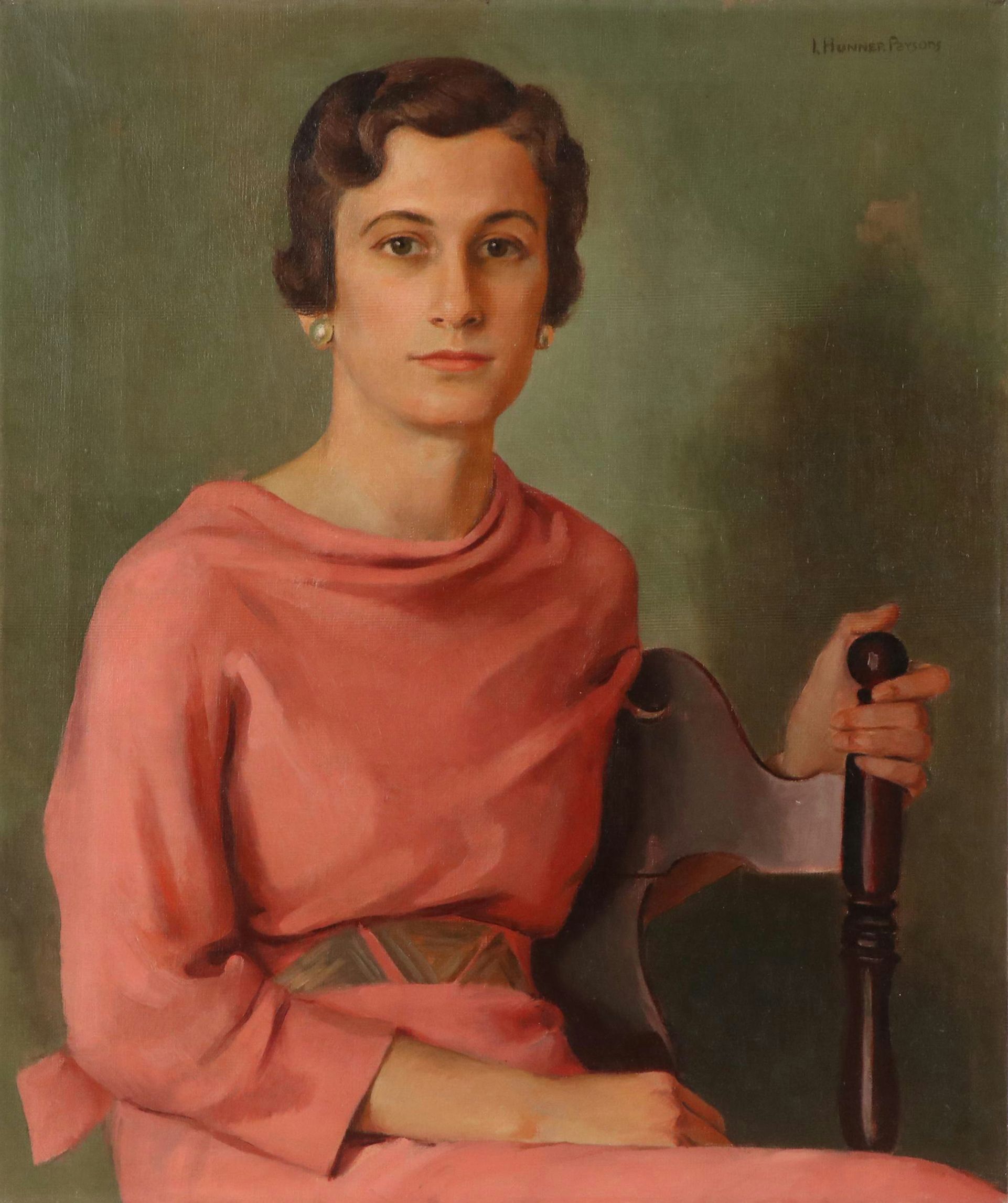 Isabella Hunner Parsons Oil Painting of Seated Woman in Dress