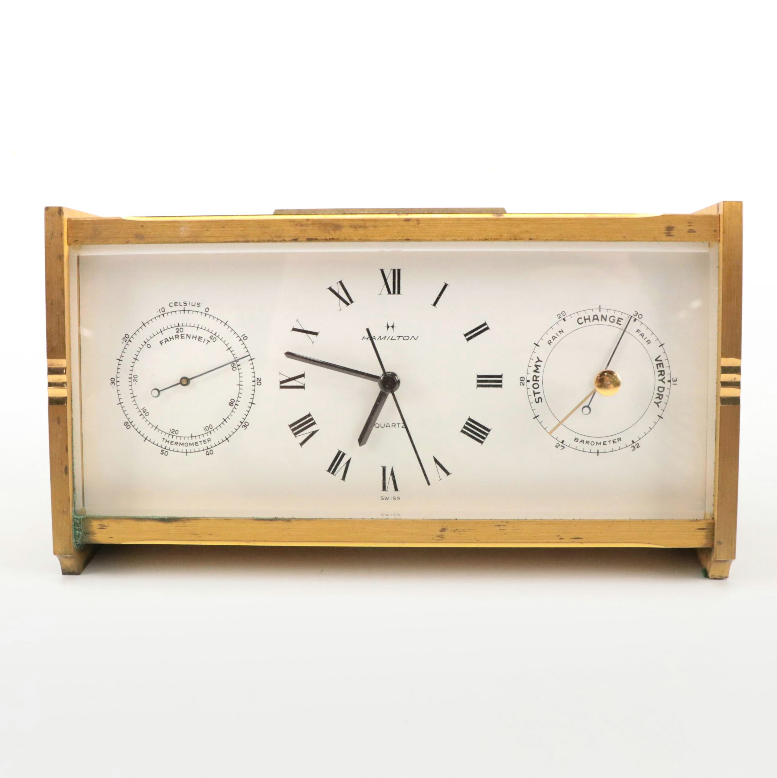 Hamilton "Weathercaster Q" Weather Station Desk Clock, Late 20th Century