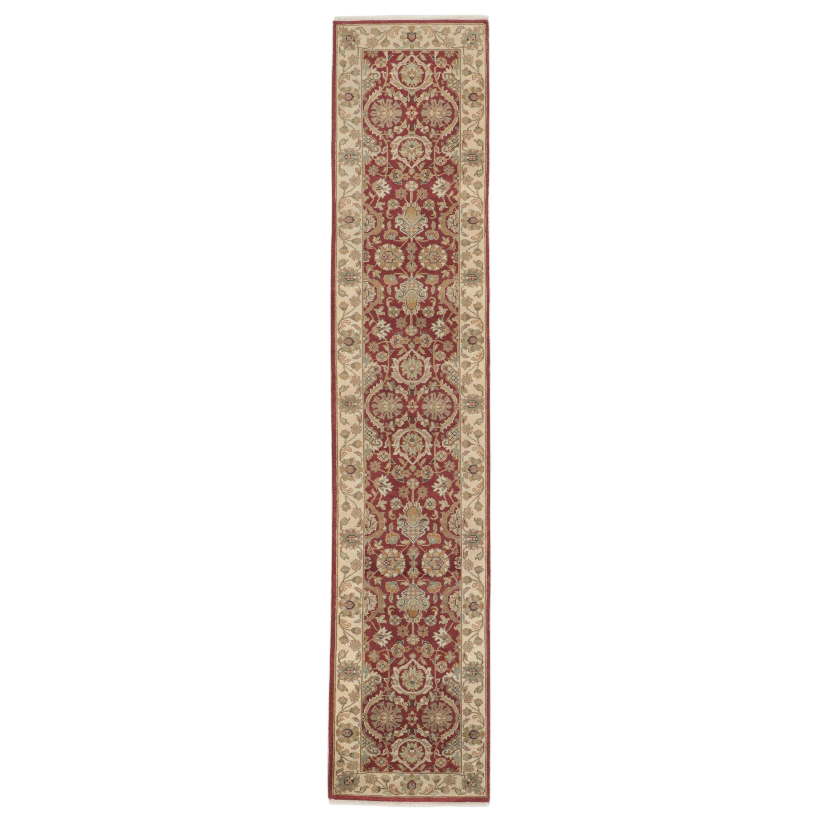 2'7 x 12'6 Hand-Knotted Indian Agra Carpet Runner