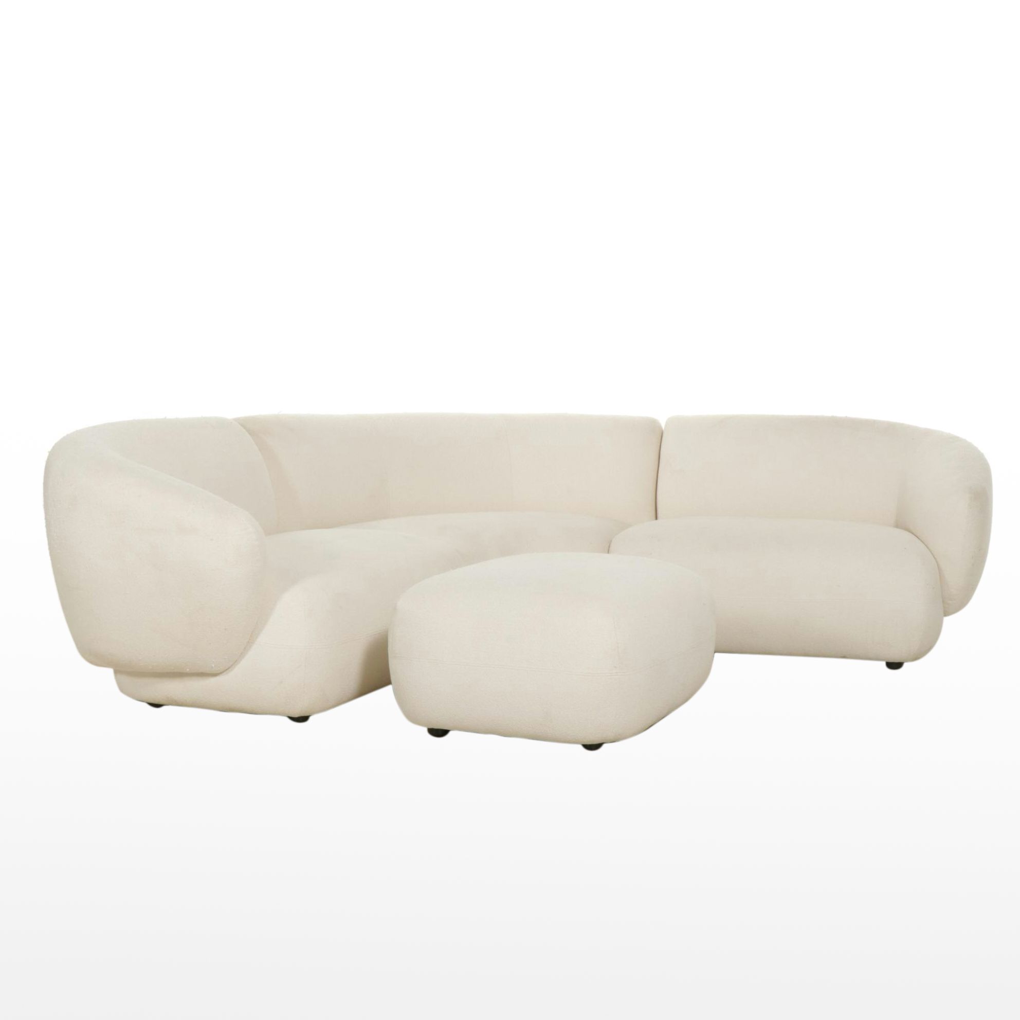 Castlery Modernist Curved Sectional Sofa and Ottoman