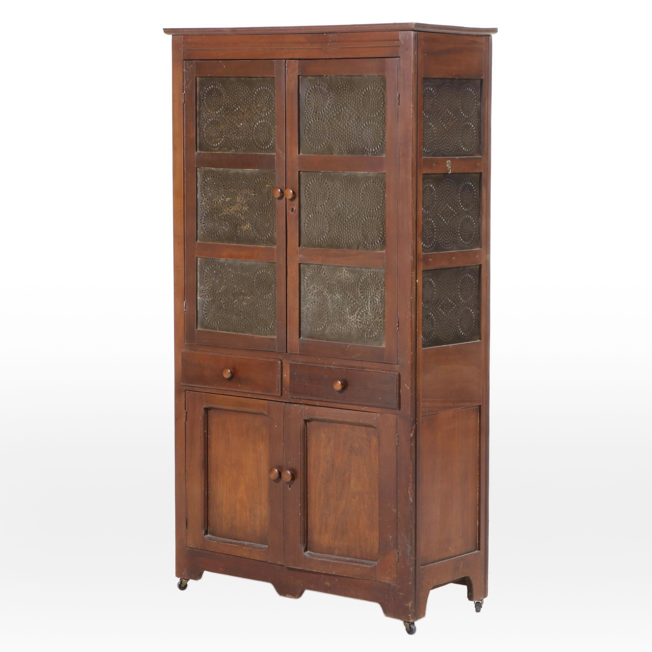 American Primitive Poplar Twelve-Tin Pie Safe, Late 19th Century