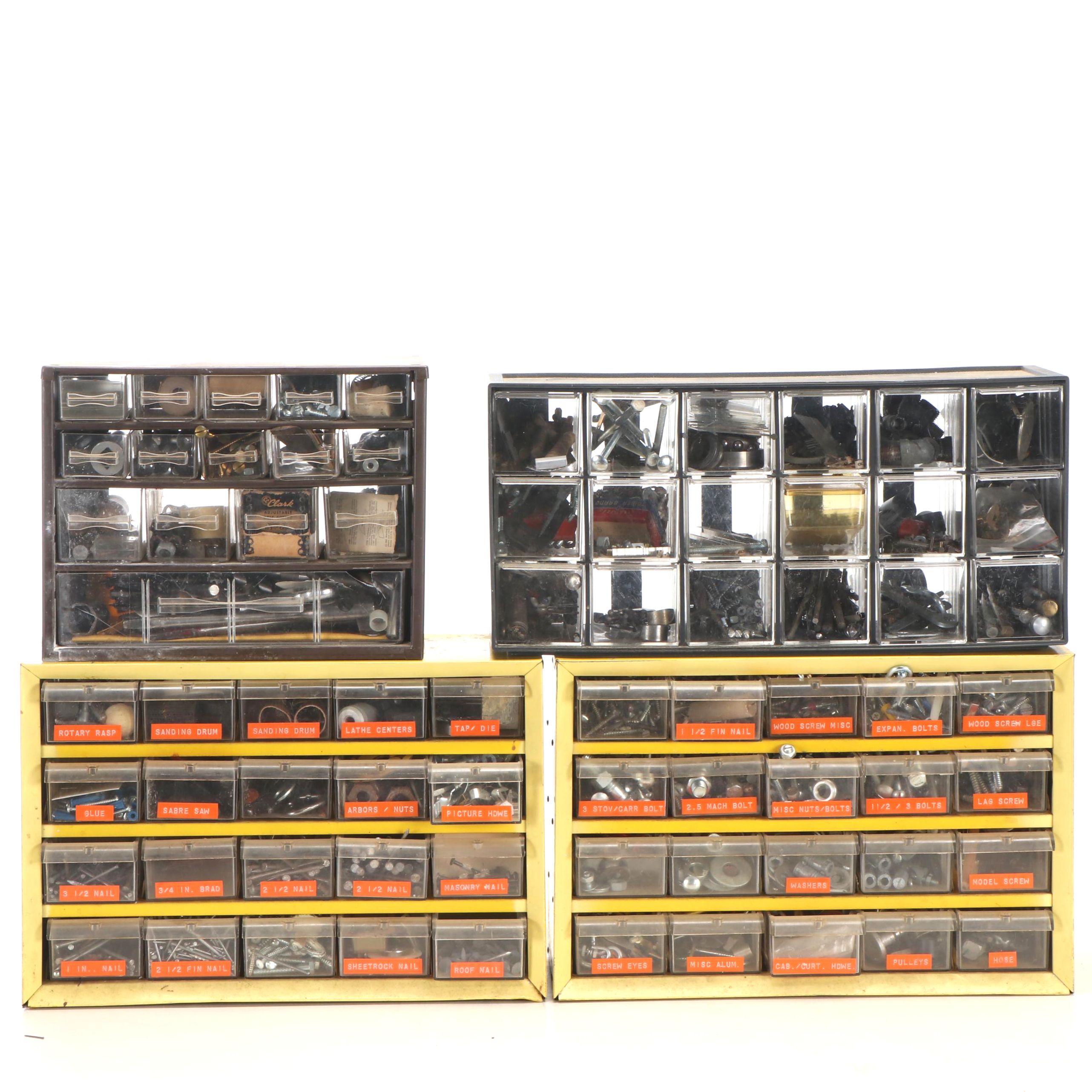 Hardware Storage Organizers with Screws, Bolts, Drill Bits and More