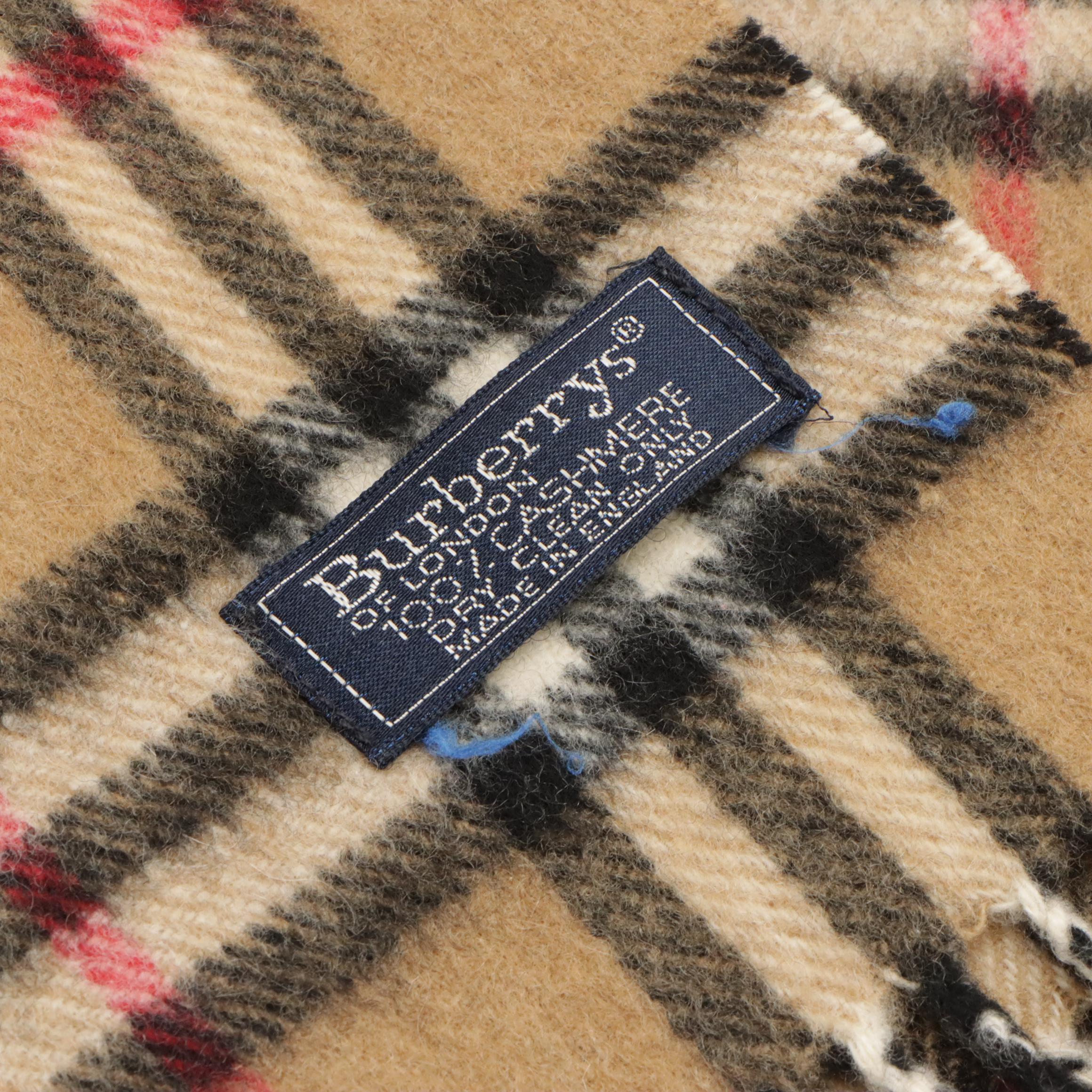 Burberrys Vintage House Check Cashmere Fringe Scarf