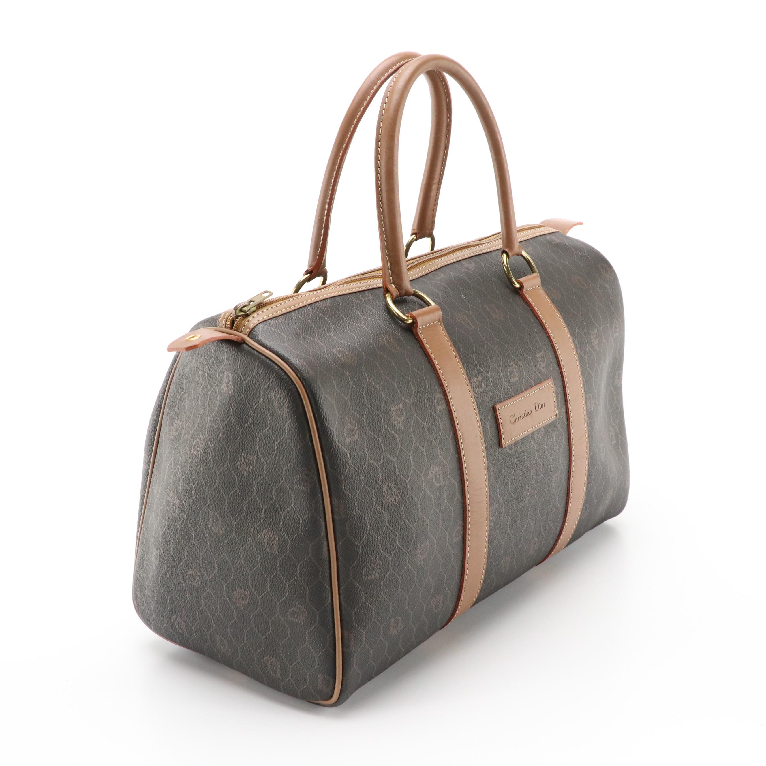 Christian Dior Boston Bag in Monogram Honeycomb Canvas and Leather