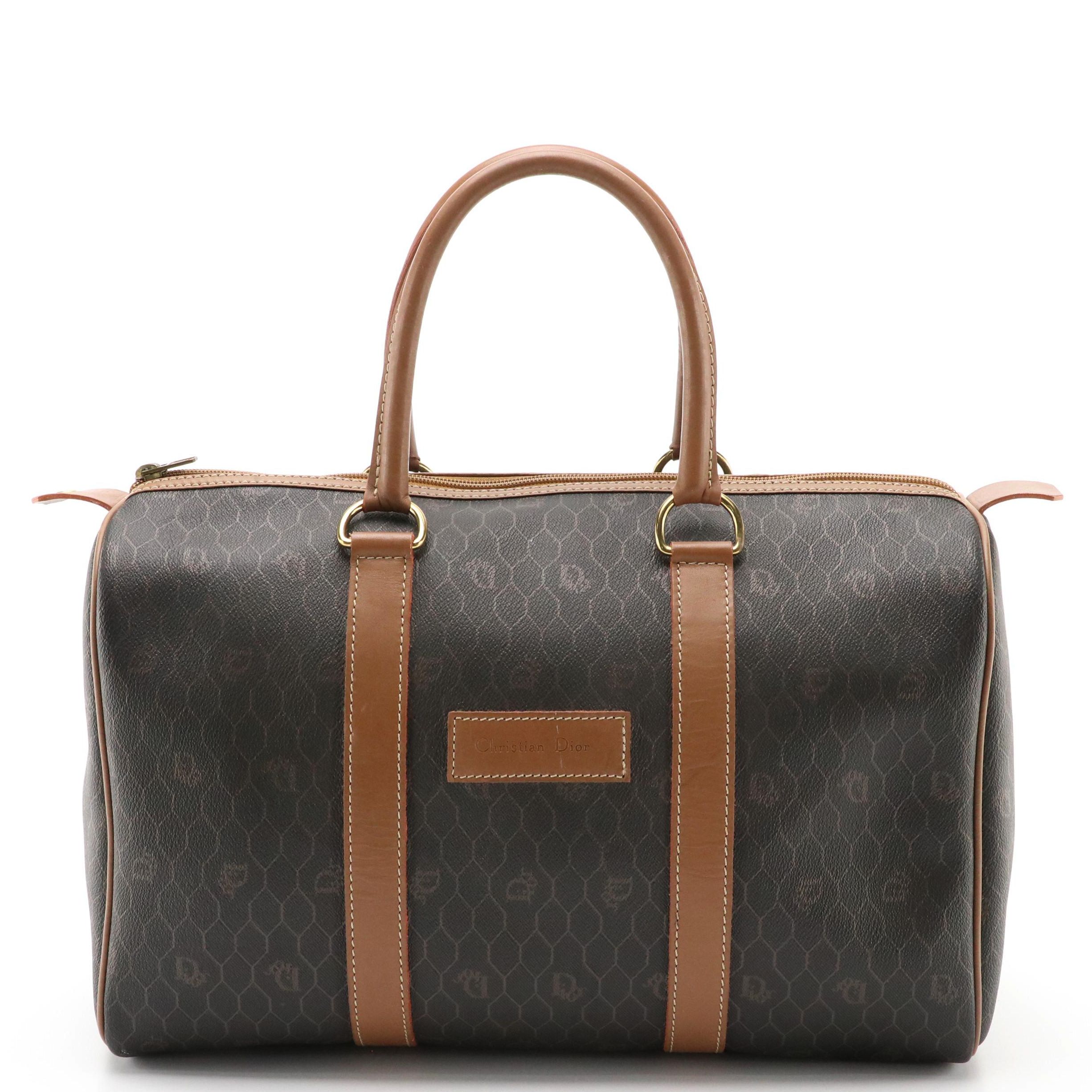 Christian Dior Boston Bag in Monogram Honeycomb Canvas and Leather