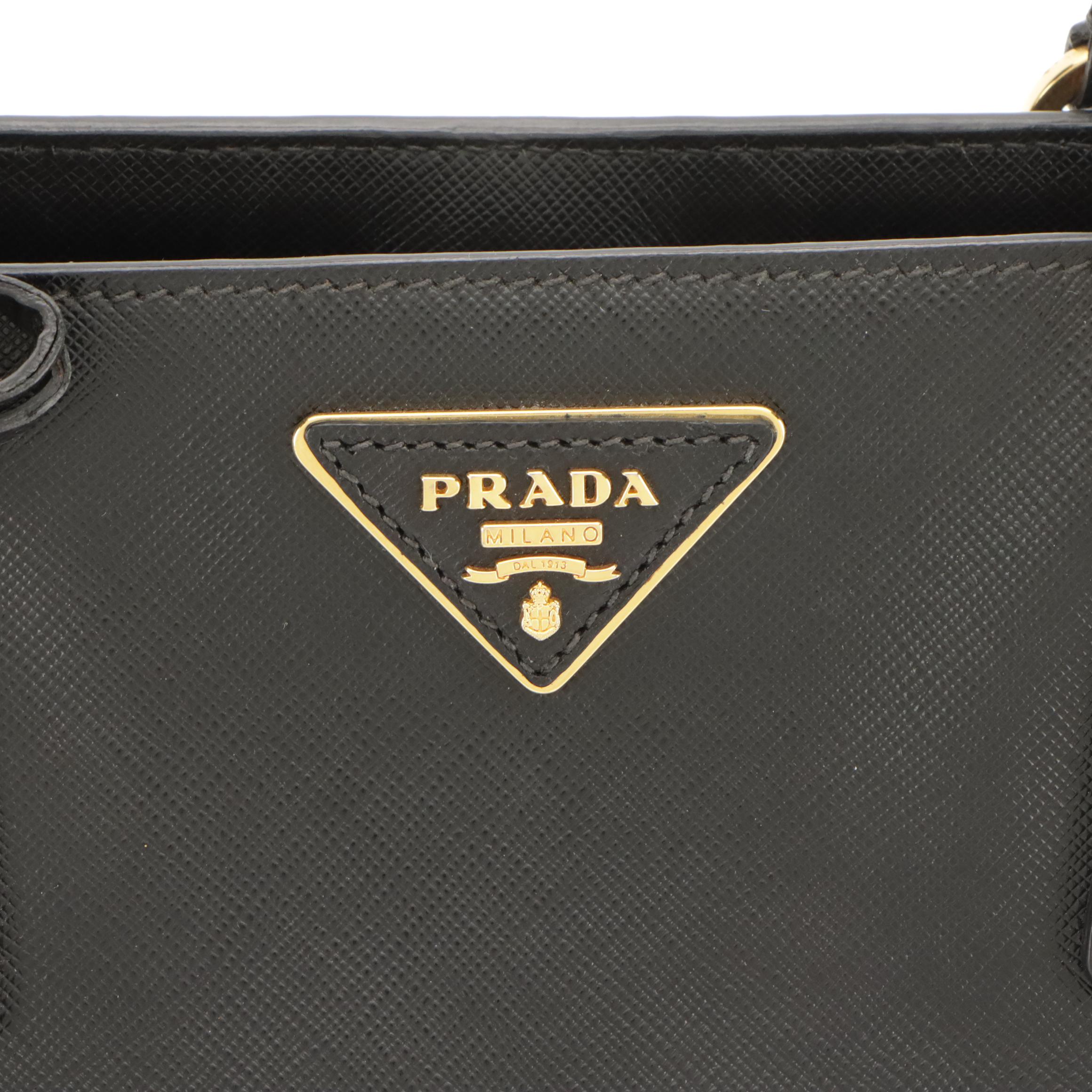 Prada Twin Pocket Two-Way Tote in Black Saffiano Leather