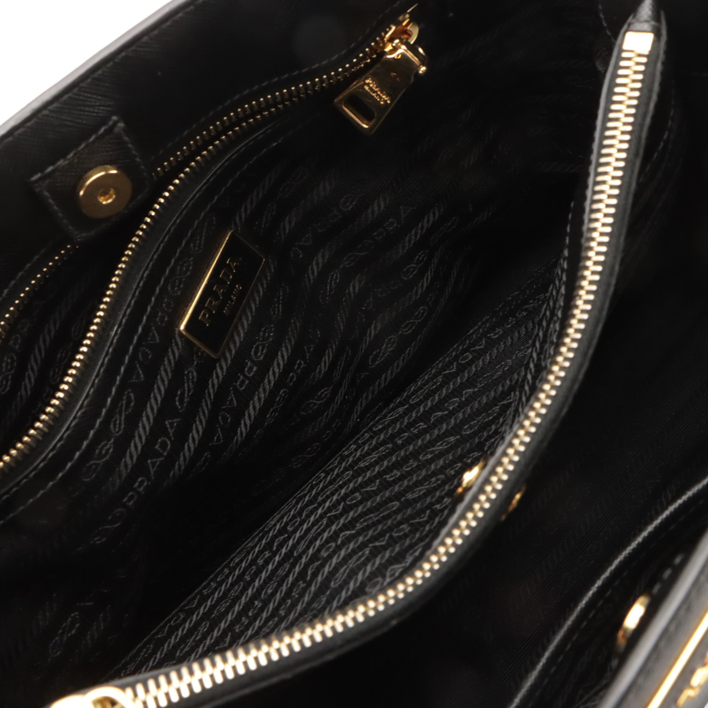 Prada Twin Pocket Two-Way Tote in Black Saffiano Leather