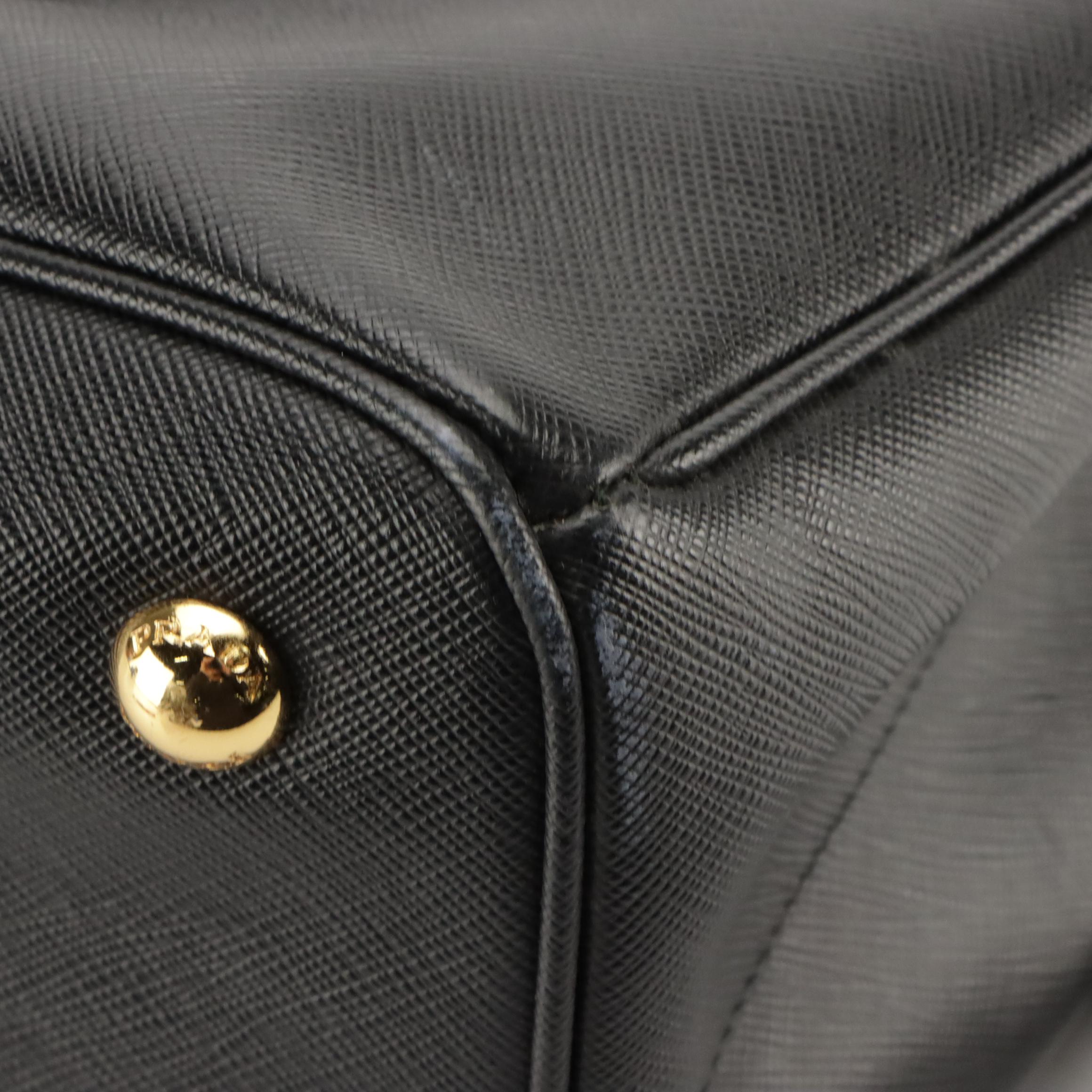 Prada Twin Pocket Two-Way Tote in Black Saffiano Leather