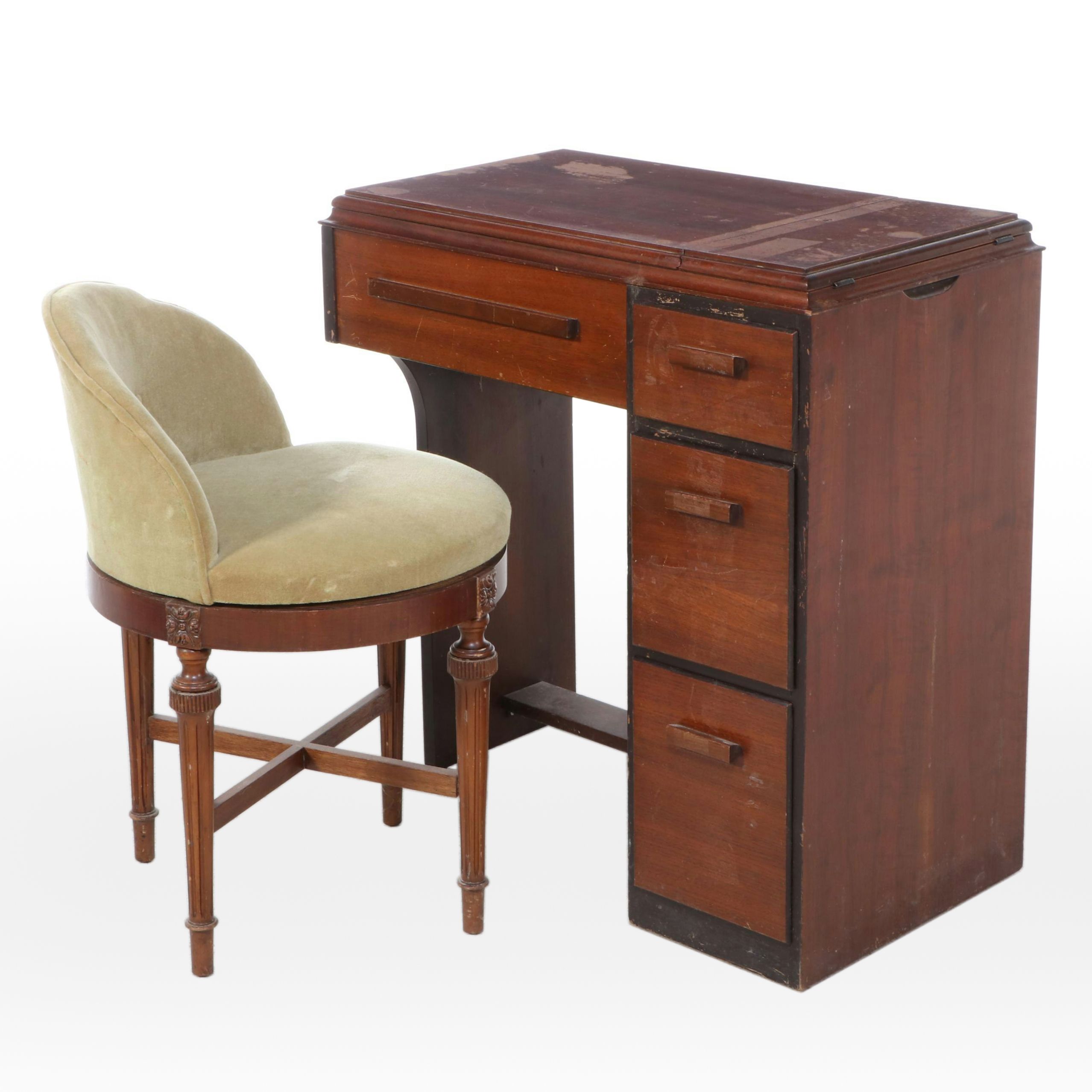 Singer Sewing Machine Model 15. and Table with Chair, 1950