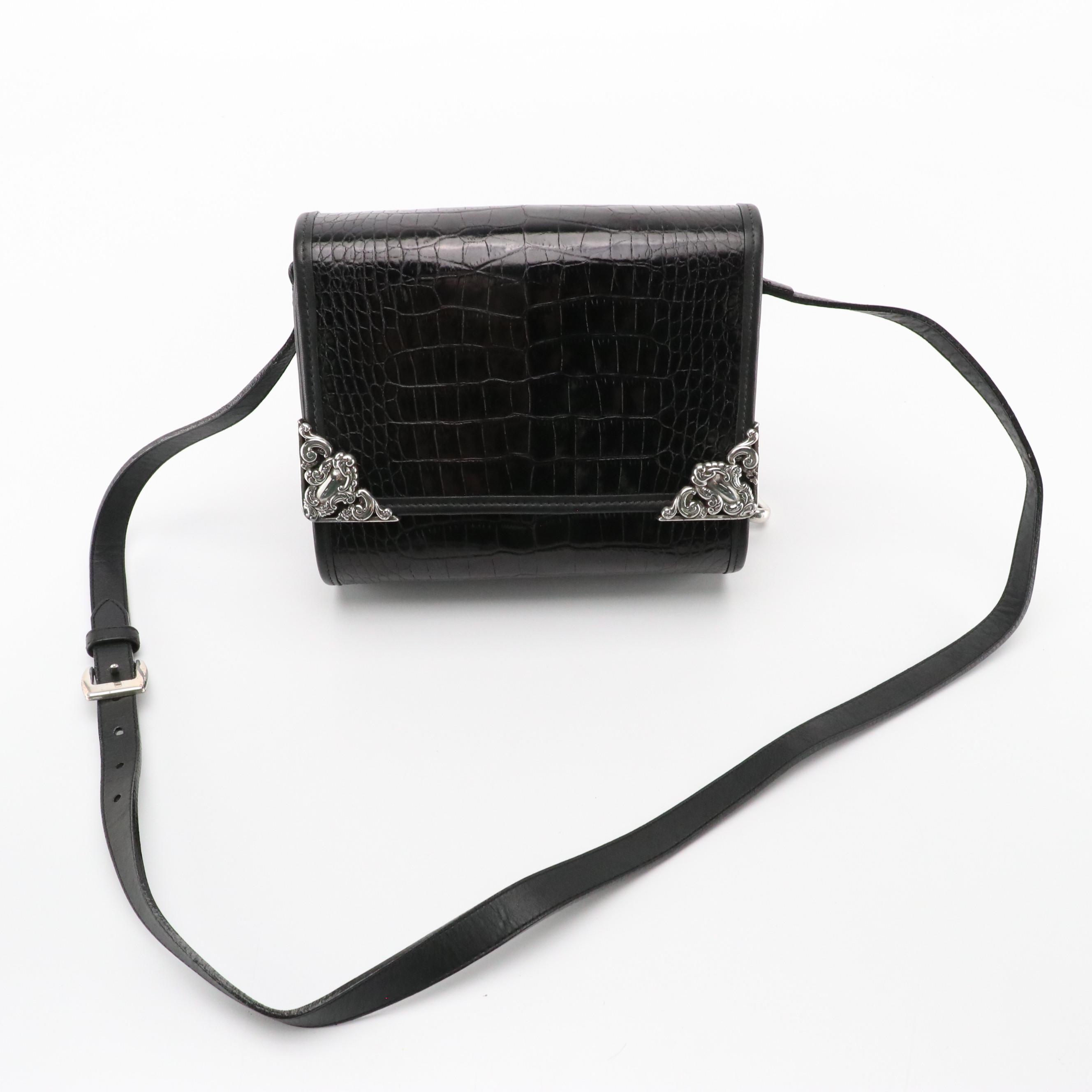 Brighton "Alice" & "Alanis" Flip-Flops with Croc Embossed Leather Crossbody Bag