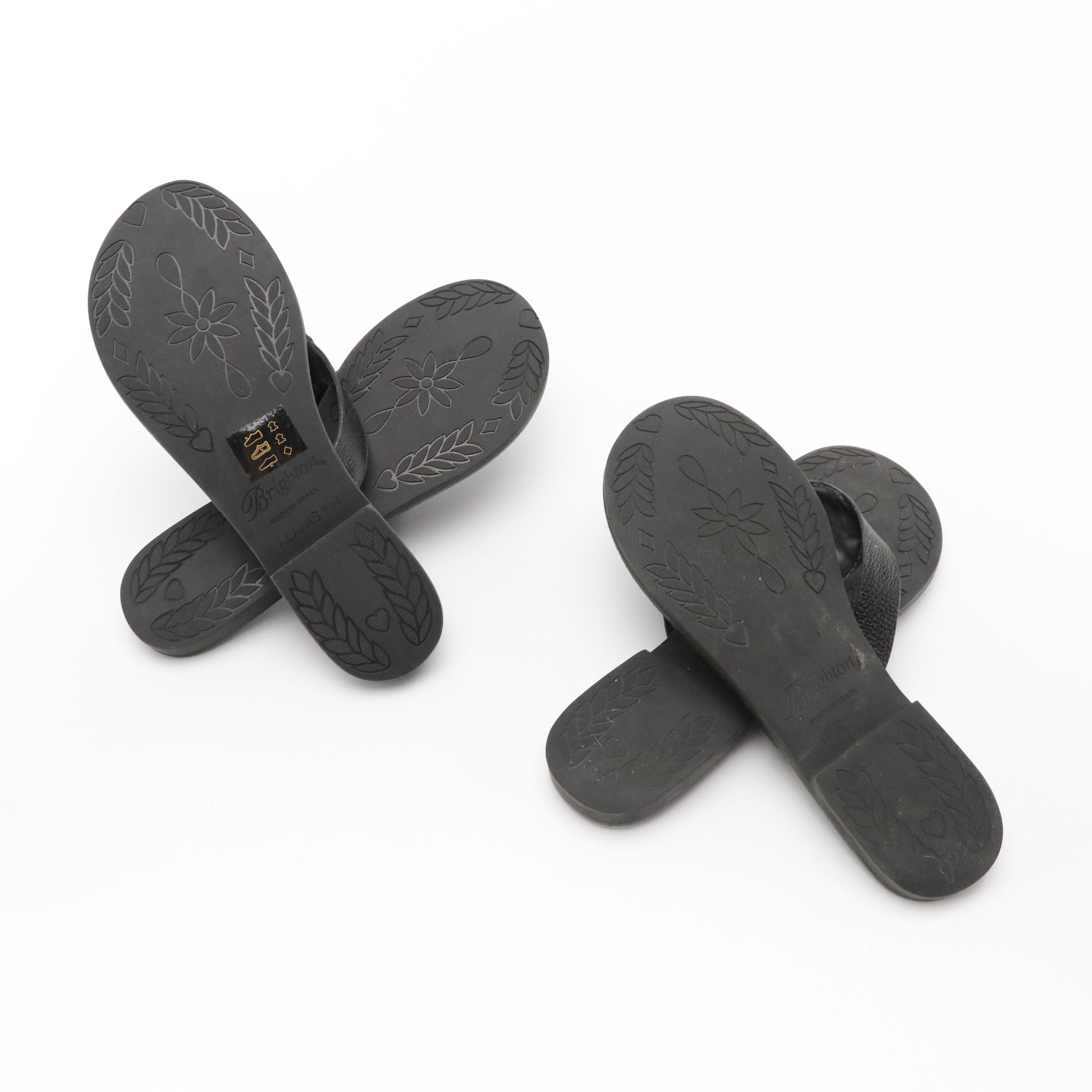 Brighton "Alice" & "Alanis" Flip-Flops with Croc Embossed Leather Crossbody Bag