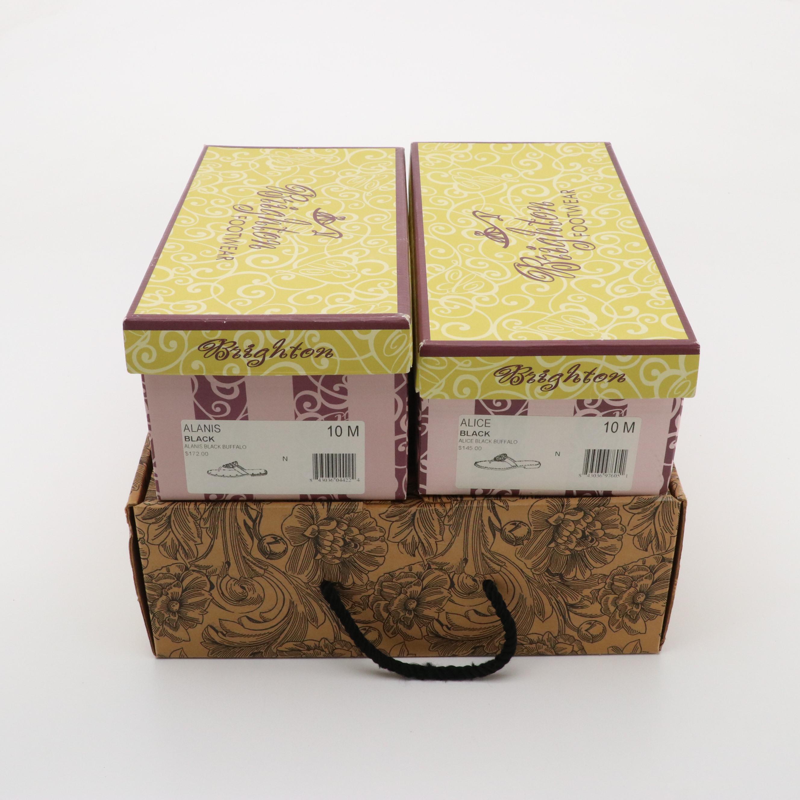 Brighton "Alice" & "Alanis" Flip-Flops with Croc Embossed Leather Crossbody Bag