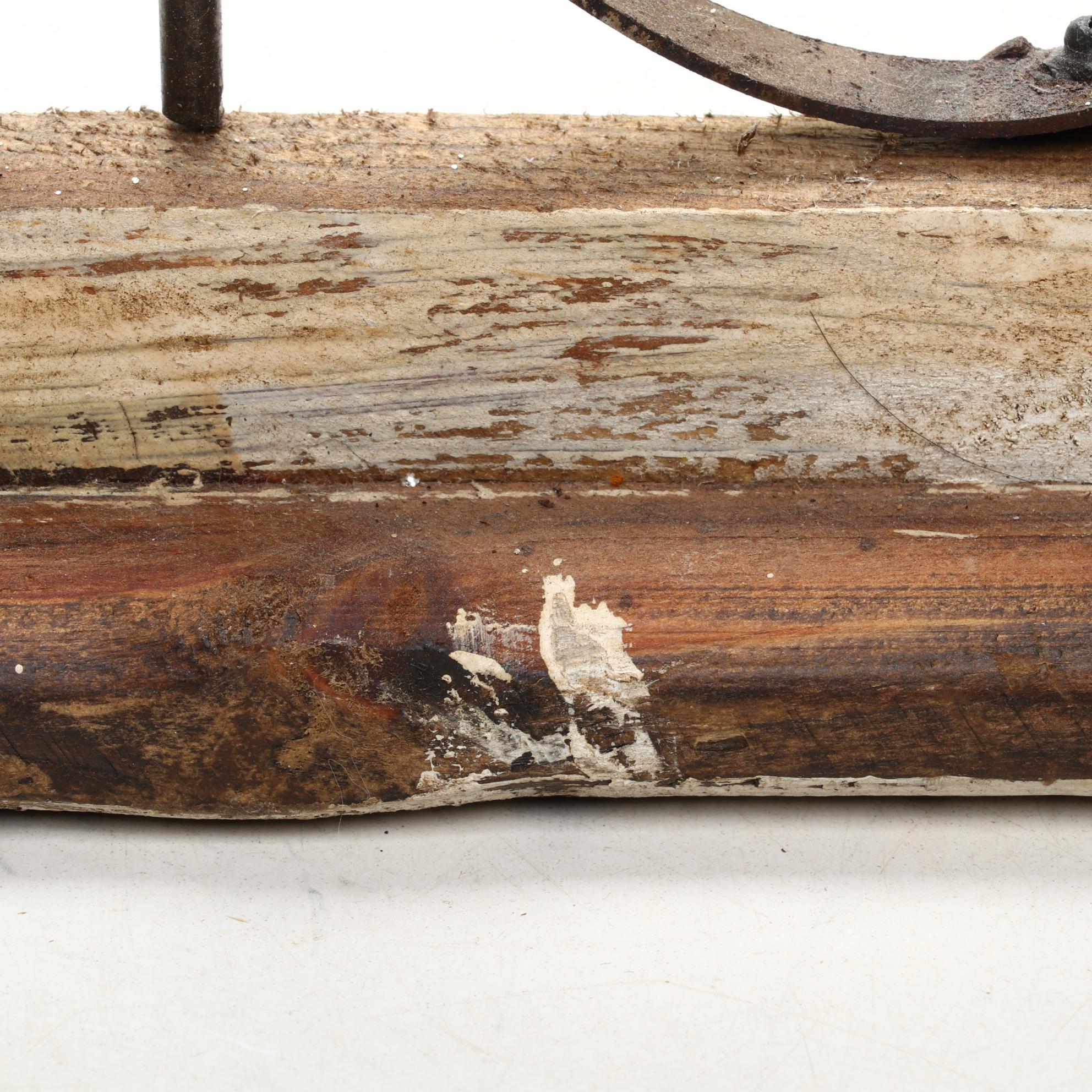 Gothic Style Wood and Scrolled Metal Arched Wall Plaque