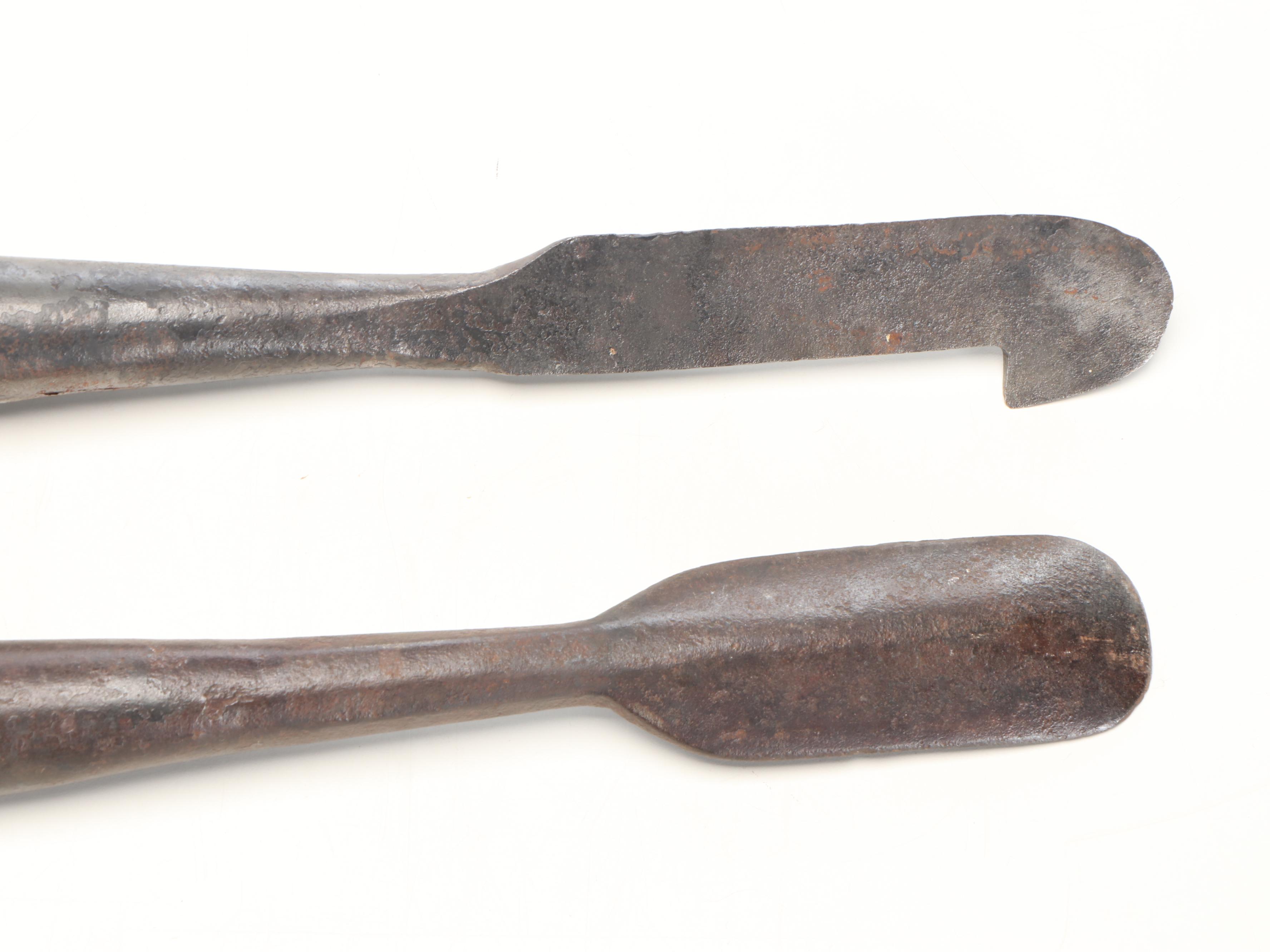 Carved Wood and Cast Iron Bark Spuds