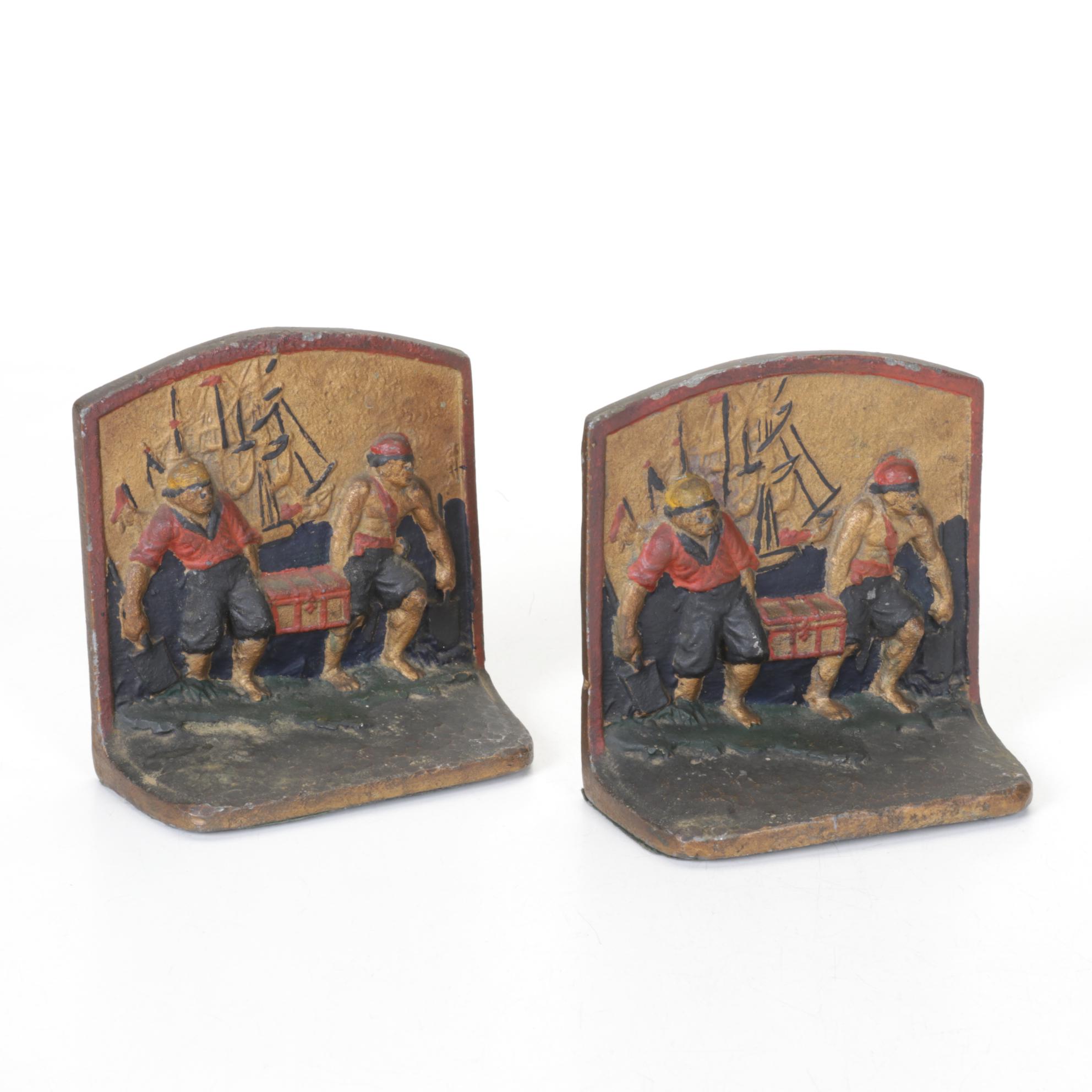 Cast Iron Pirate Bookends by Hubley