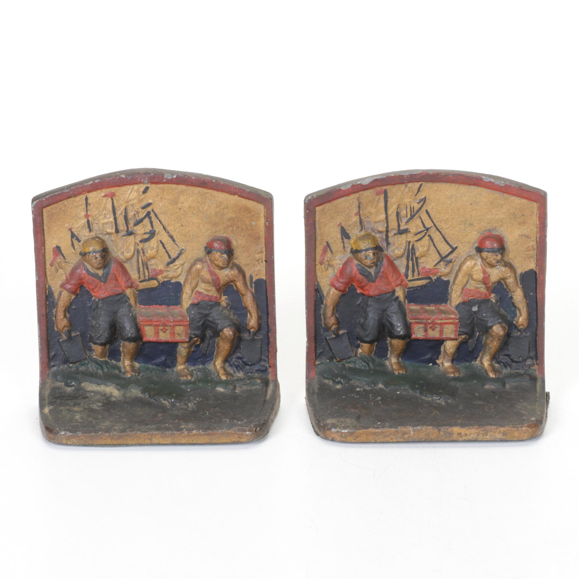 Cast Iron Pirate Bookends by Hubley