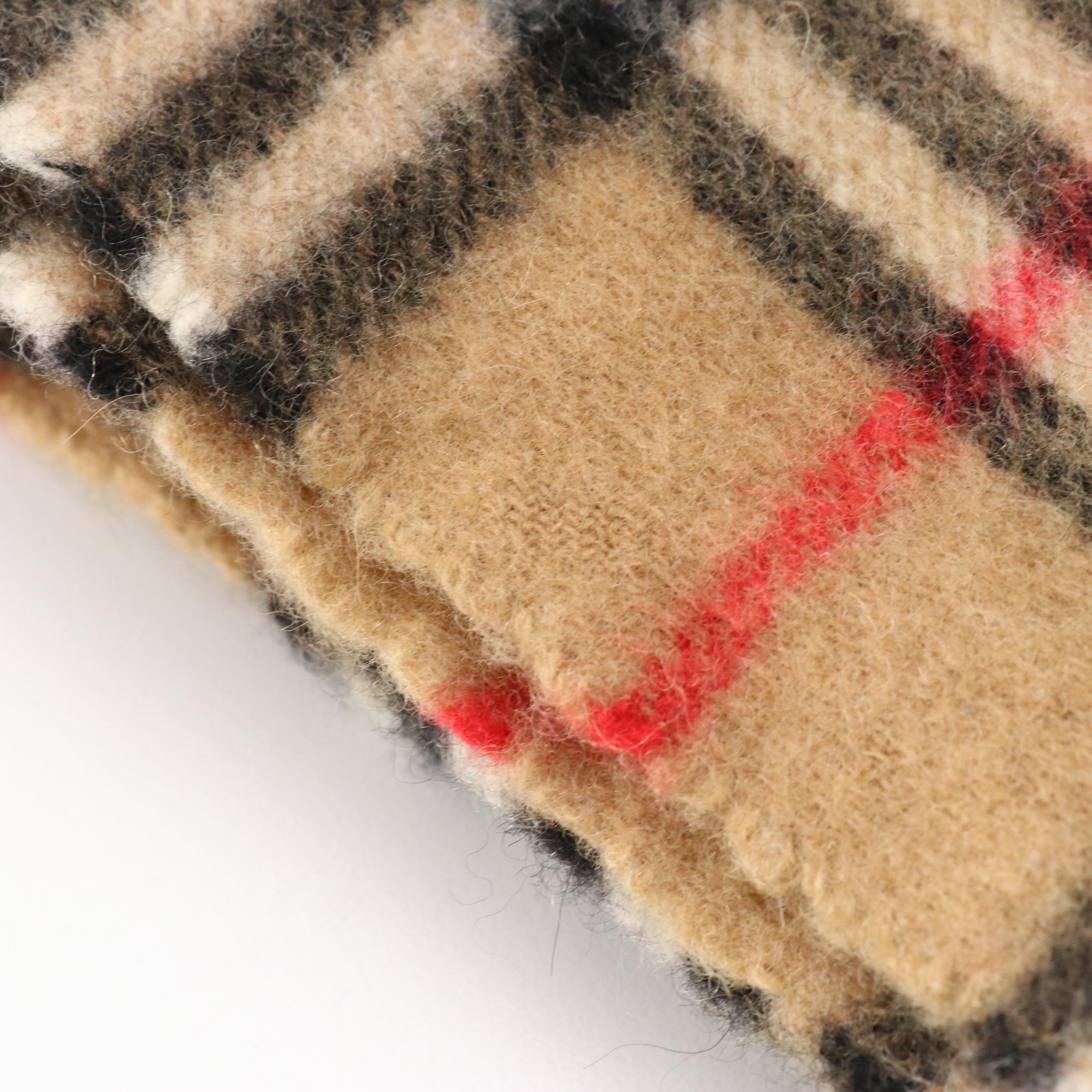 Burberrys Tan Check Fringe Scarf in Cashmere/Wool Blend