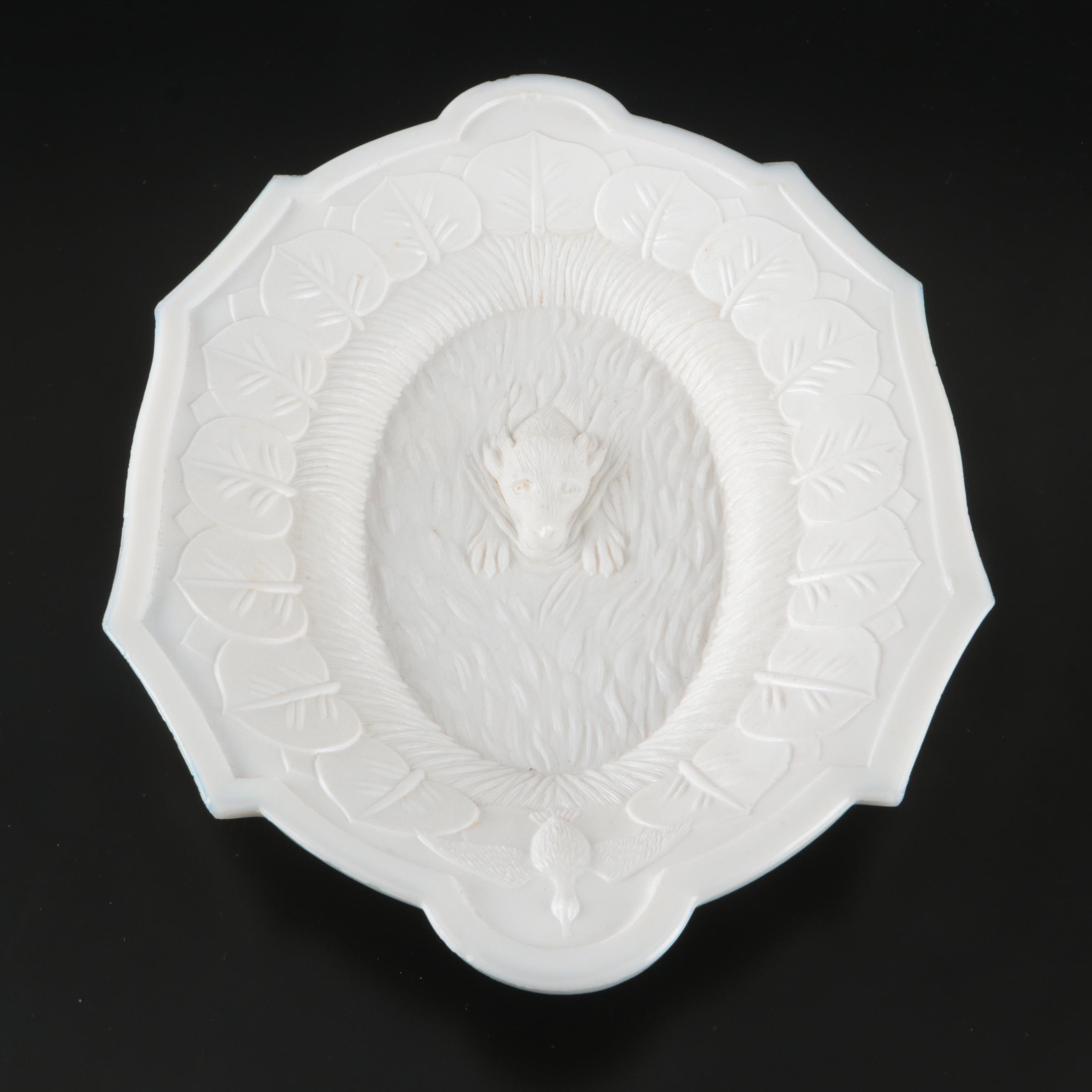 Atterbury Glass Retriever Tray with EAPG and Other Milk Glass Décor