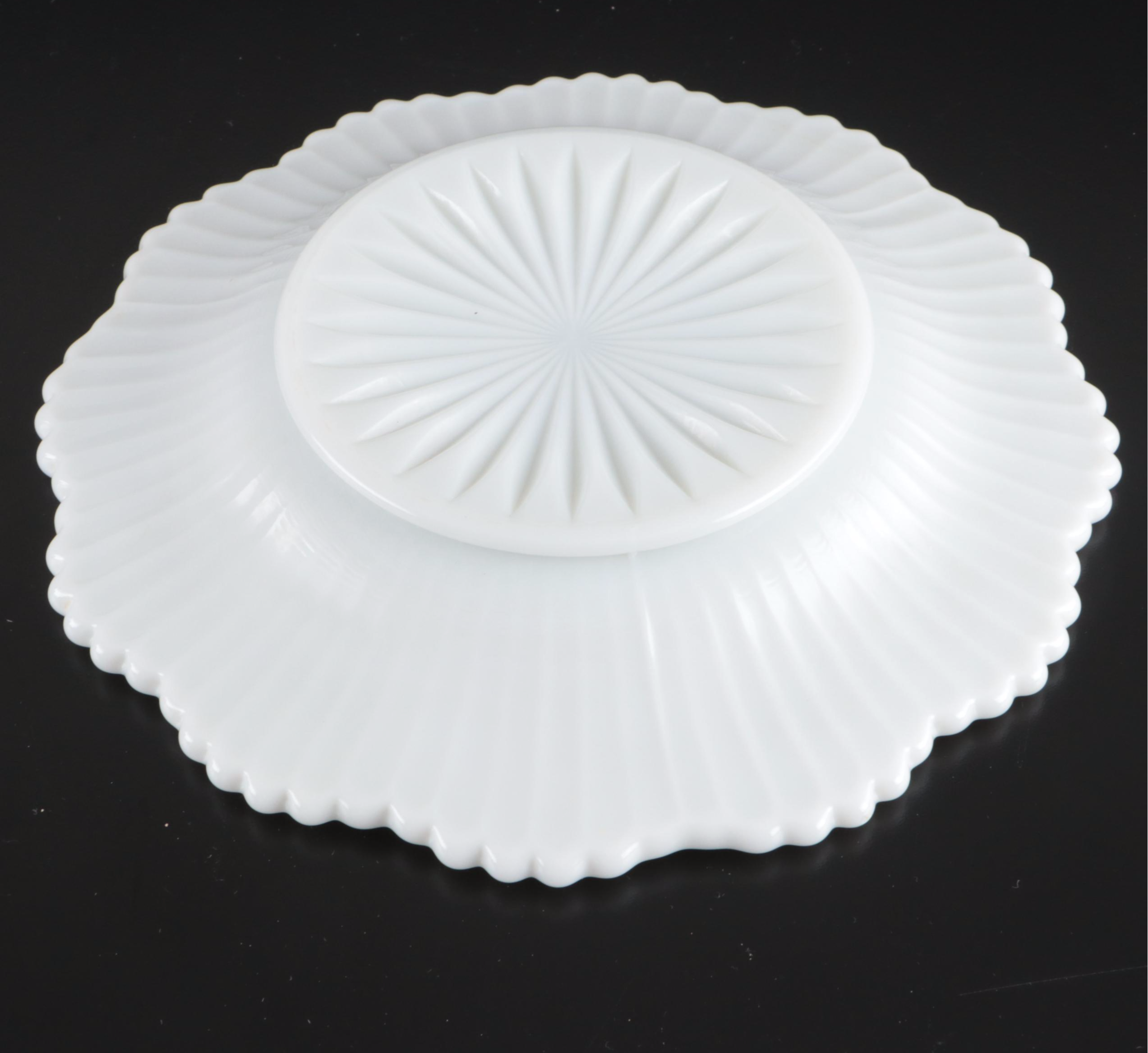 Atterbury Glass Retriever Tray with EAPG and Other Milk Glass Décor