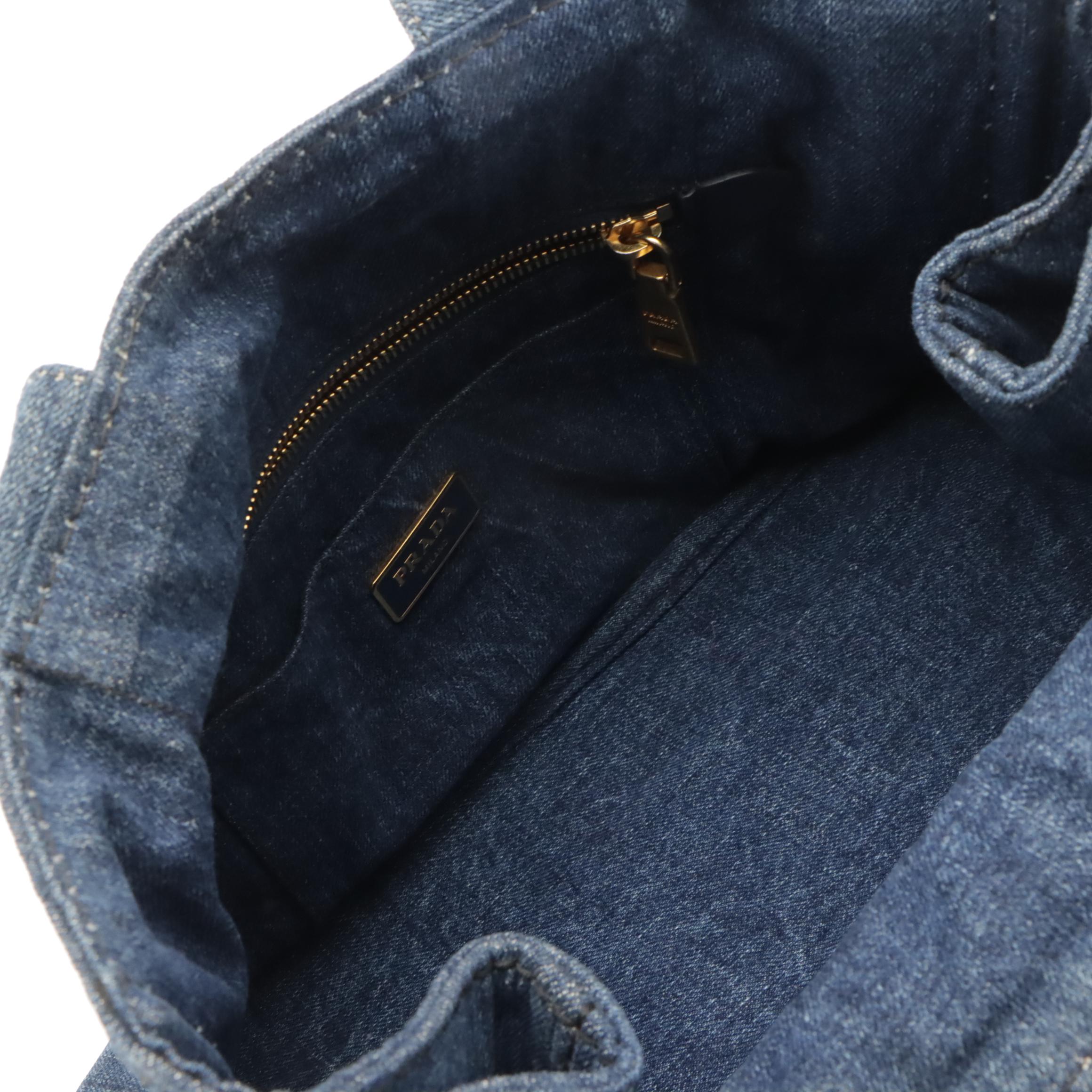 Prada Denim Canapa Logo Tote Bag