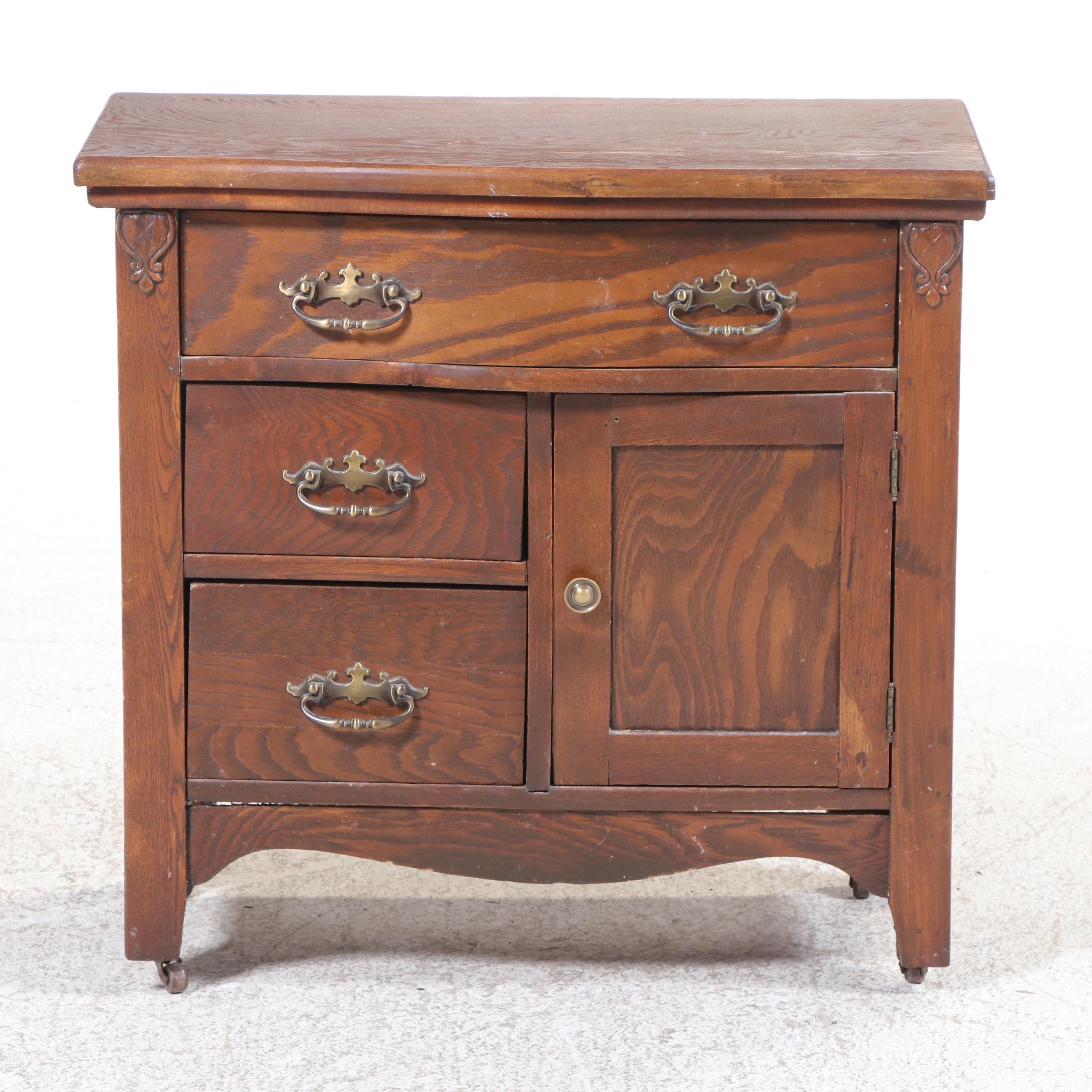 Late Victorian Ash Bowfront Washstand, Circa 1900