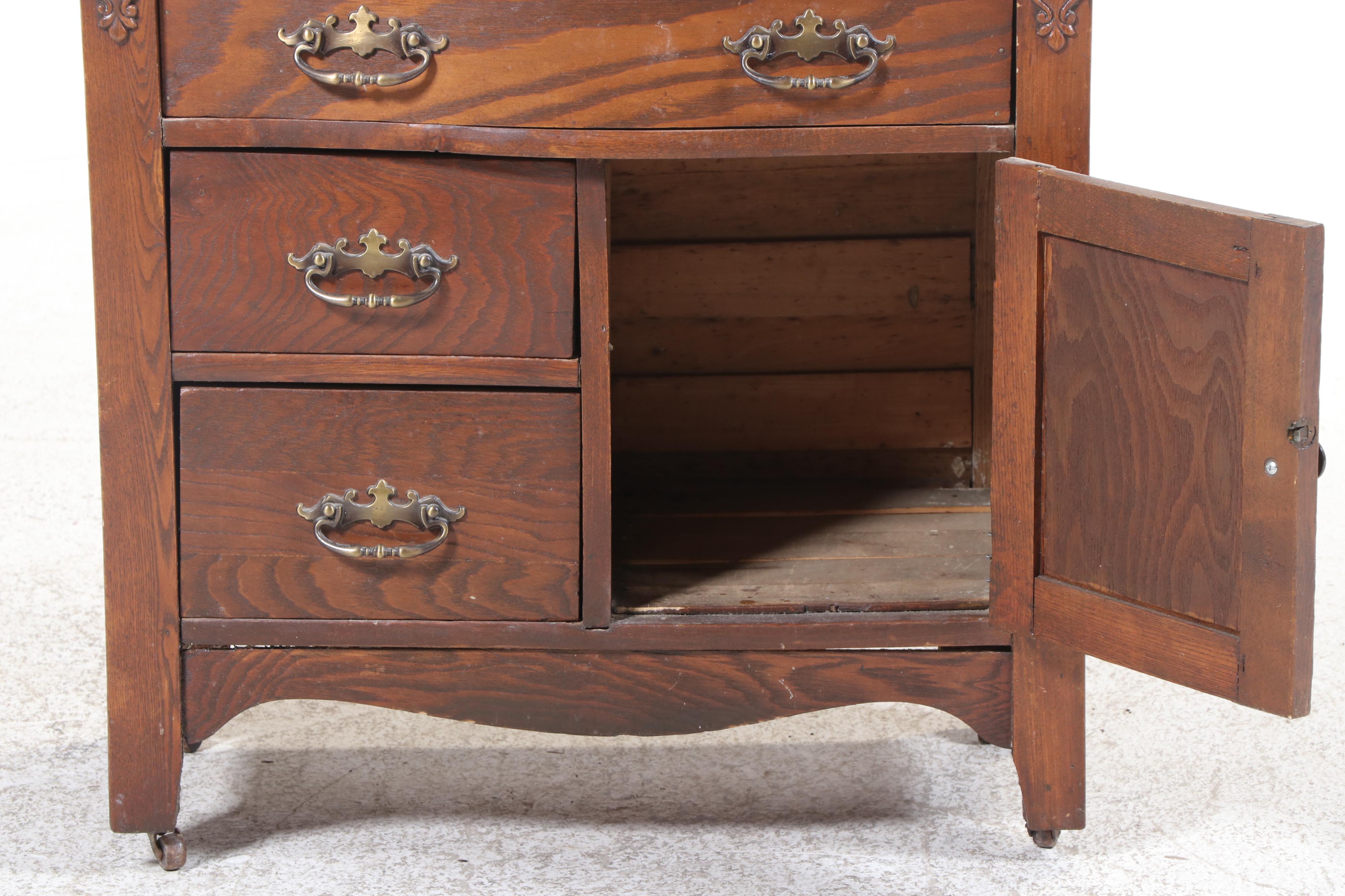 Late Victorian Ash Bowfront Washstand, Circa 1900