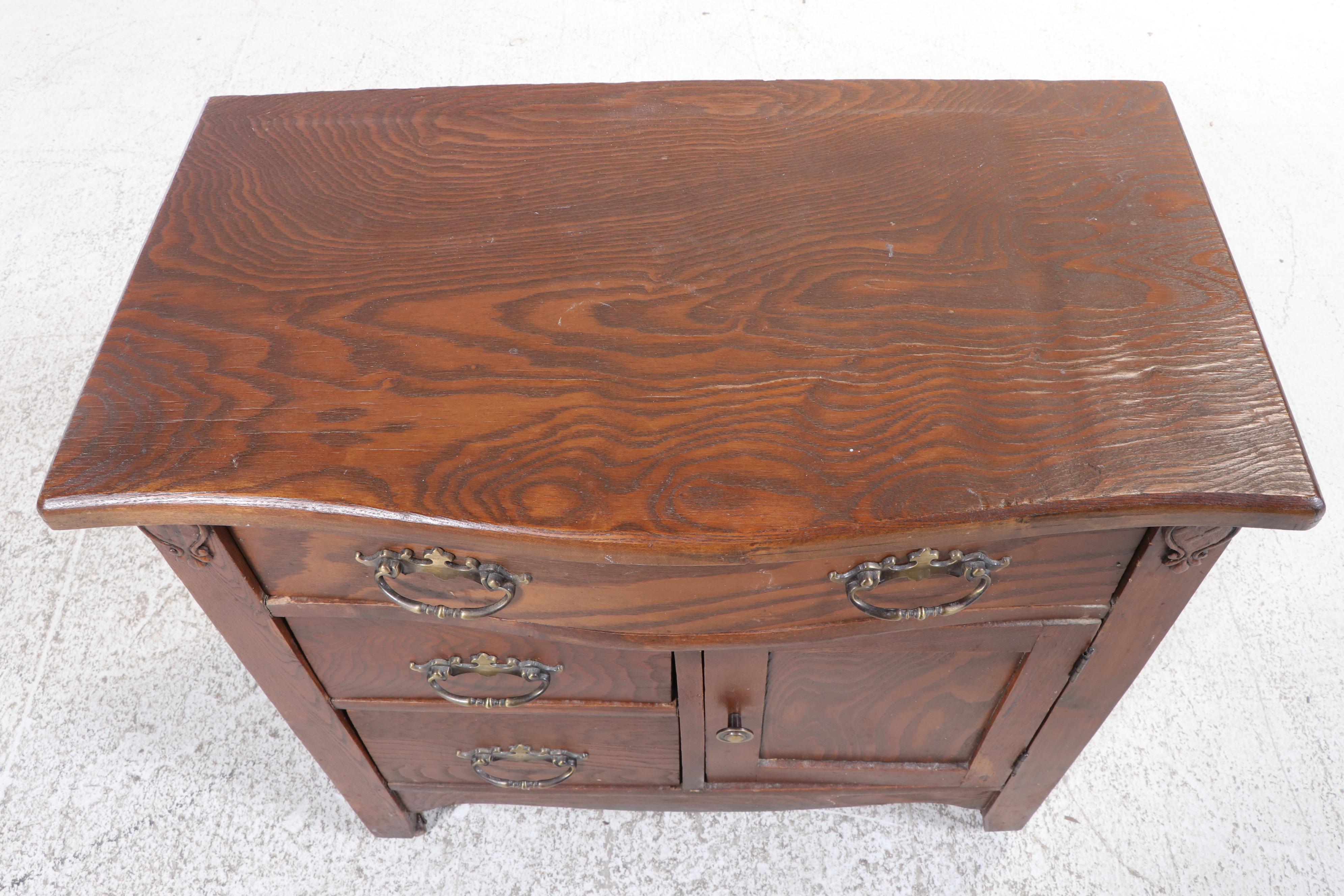 Late Victorian Ash Bowfront Washstand, Circa 1900